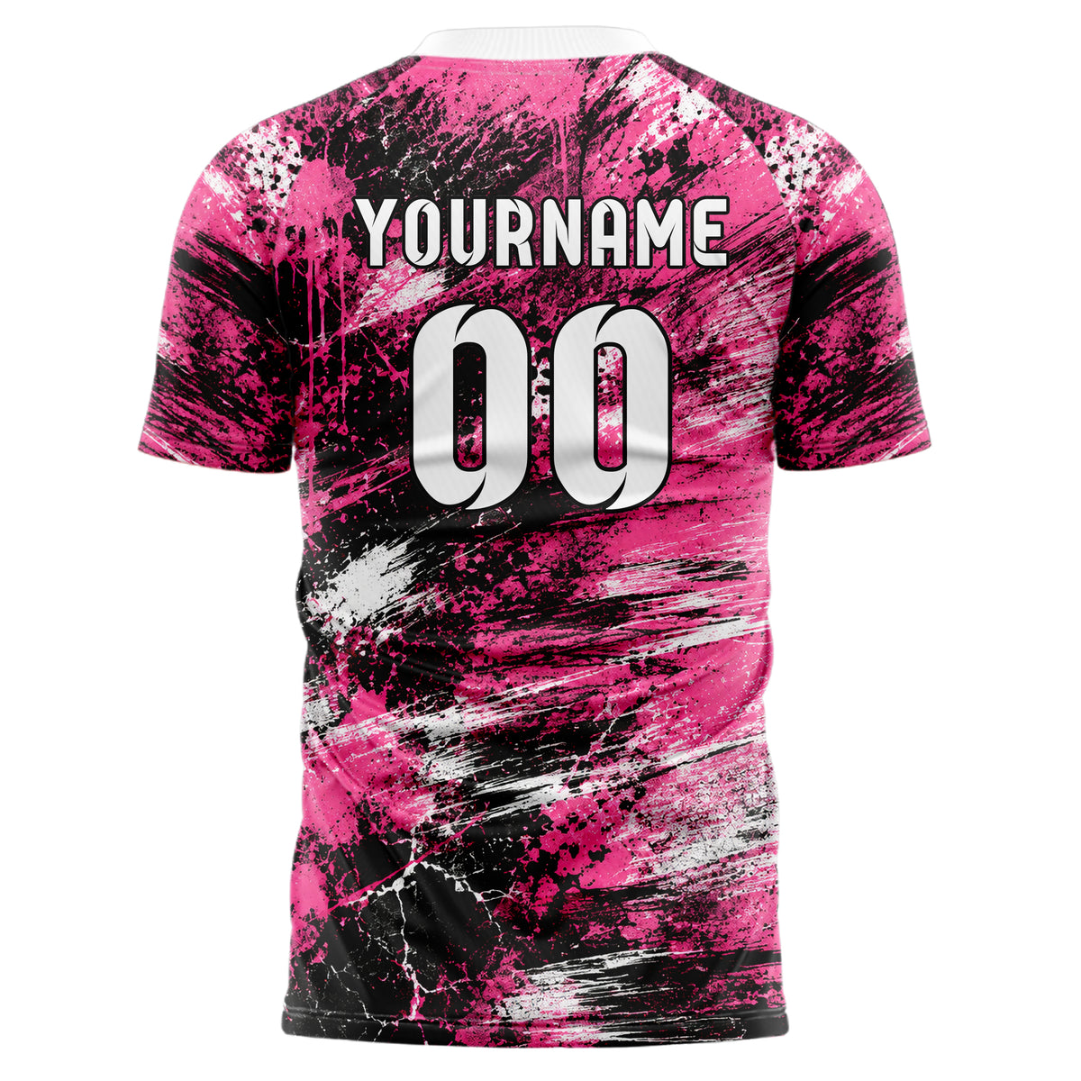 Hot Pink lebendiges Graffiti Scratch Marks Design 03-0190 individuelles Fußballtrikot back