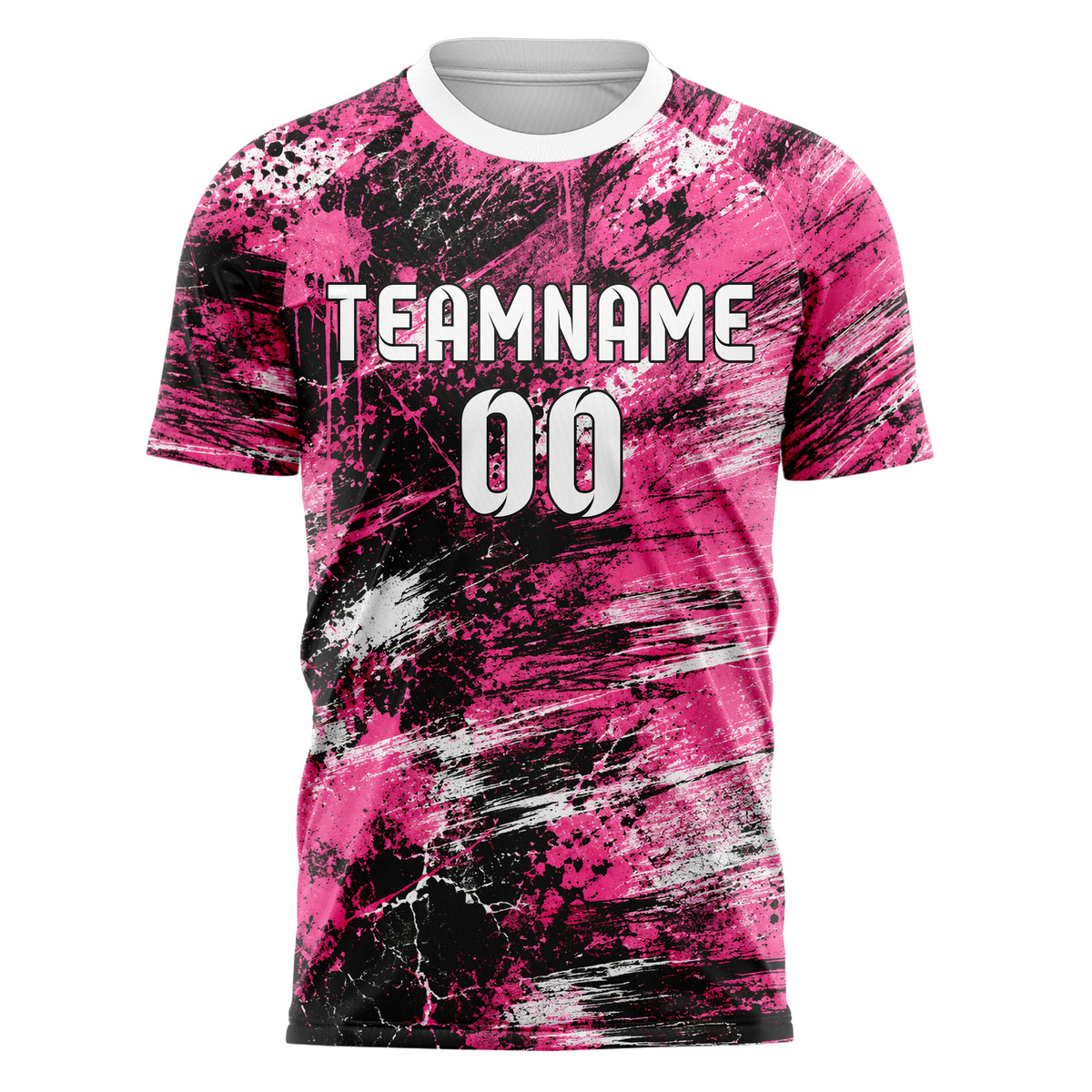 Hot Pink lebendiges Graffiti Scratch Marks Design 03-0190 individuelles Fußballtrikot front