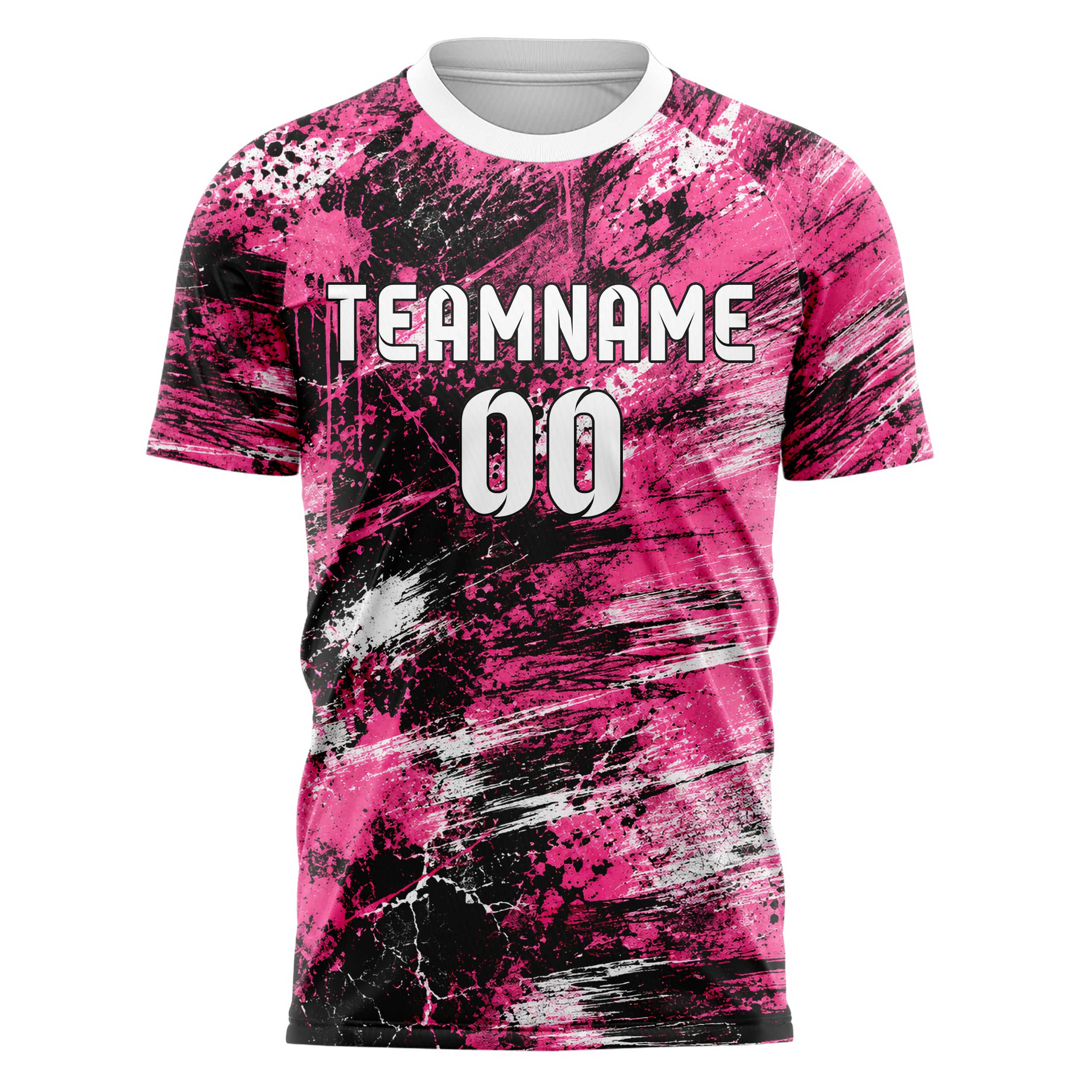 Hot Pink lebendiges Graffiti Scratch Marks Design 03-0190 individuelles Fußballtrikot front