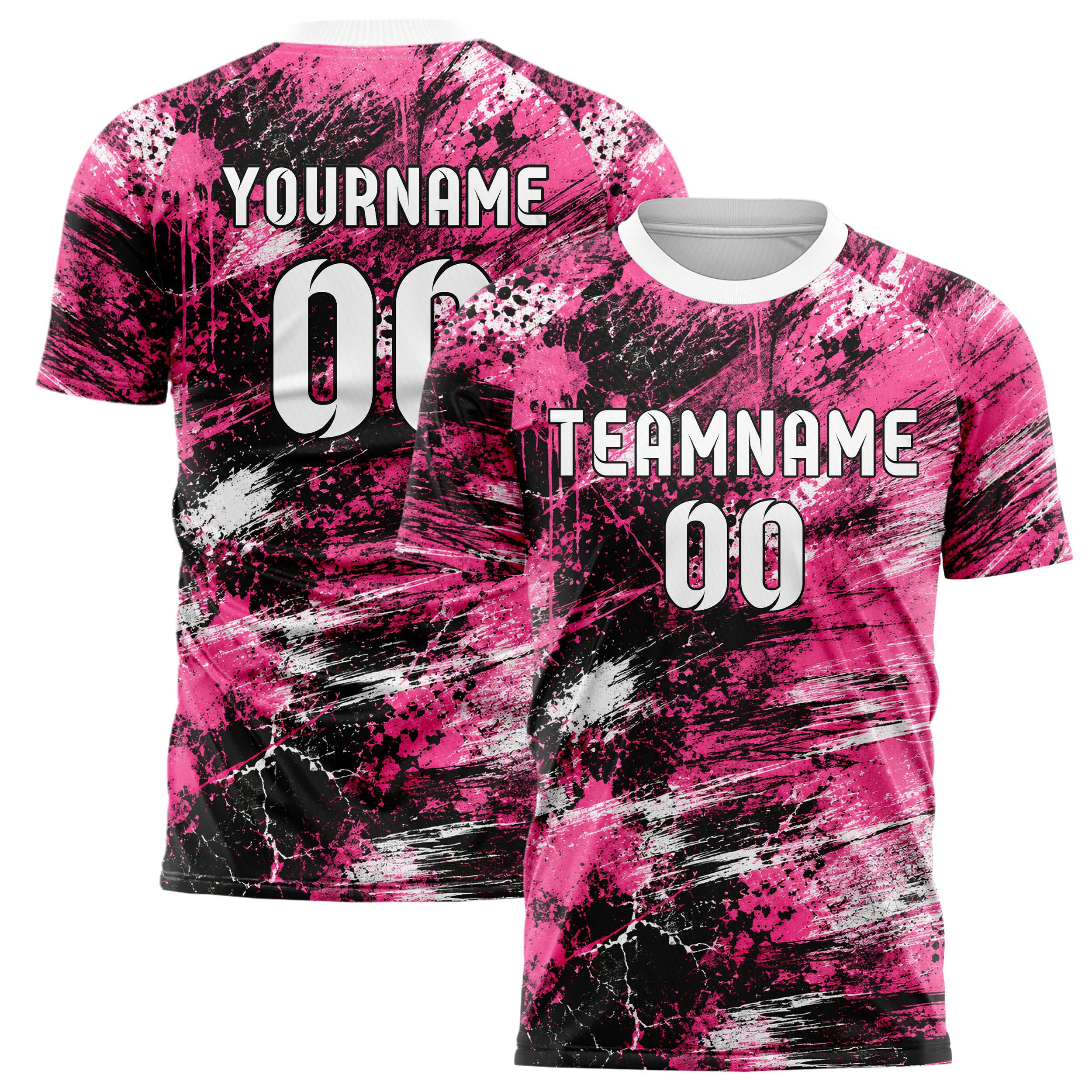 Hot Pink lebendiges Graffiti Scratch Marks Design 03-0190 individuelles Fußballtrikot main