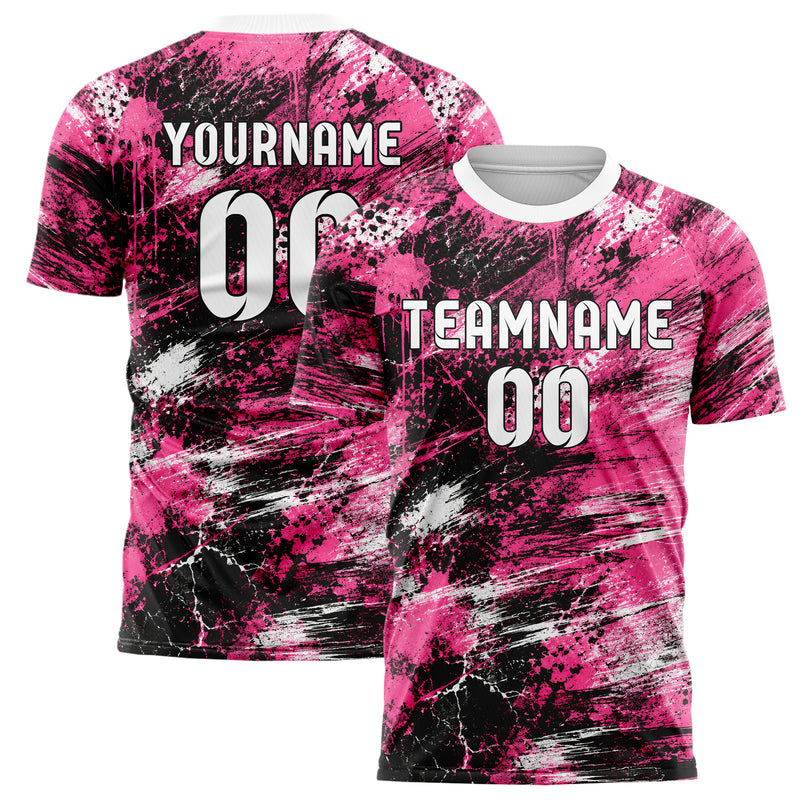 Hot Pink lebendiges Graffiti Scratch Marks Design 03-0190 individuelles Fußballtrikot main