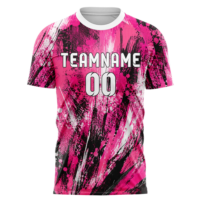 Hot Pink lebendiges Graffiti Scratch Marks Design 03-0262 individuelles Fußballtrikot front