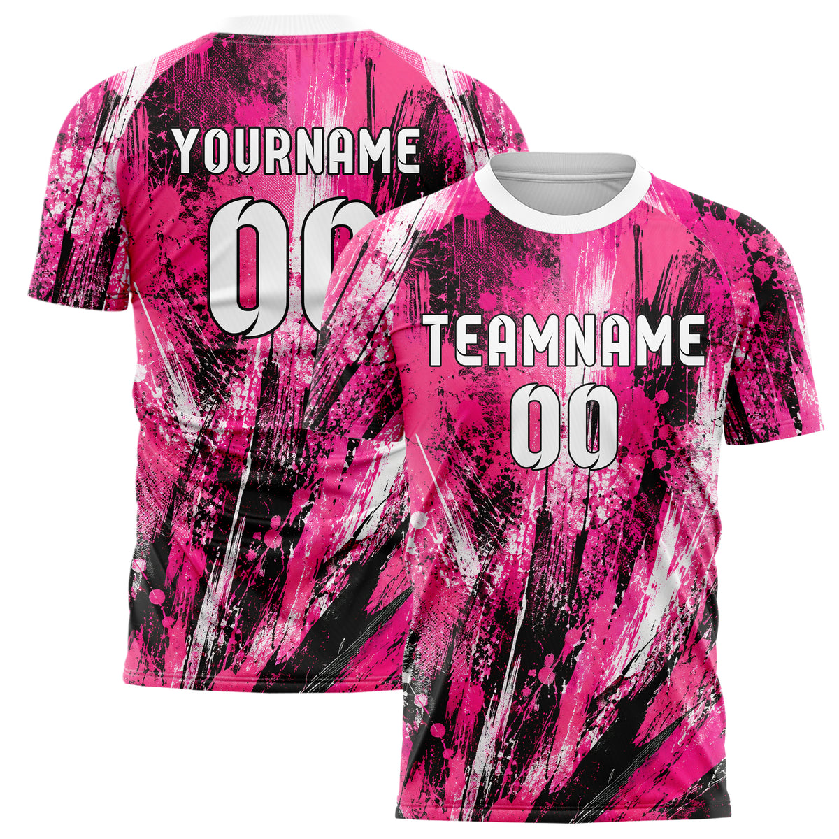 Hot Pink lebendiges Graffiti Scratch Marks Design 03-0262 individuelles Fußballtrikot main
