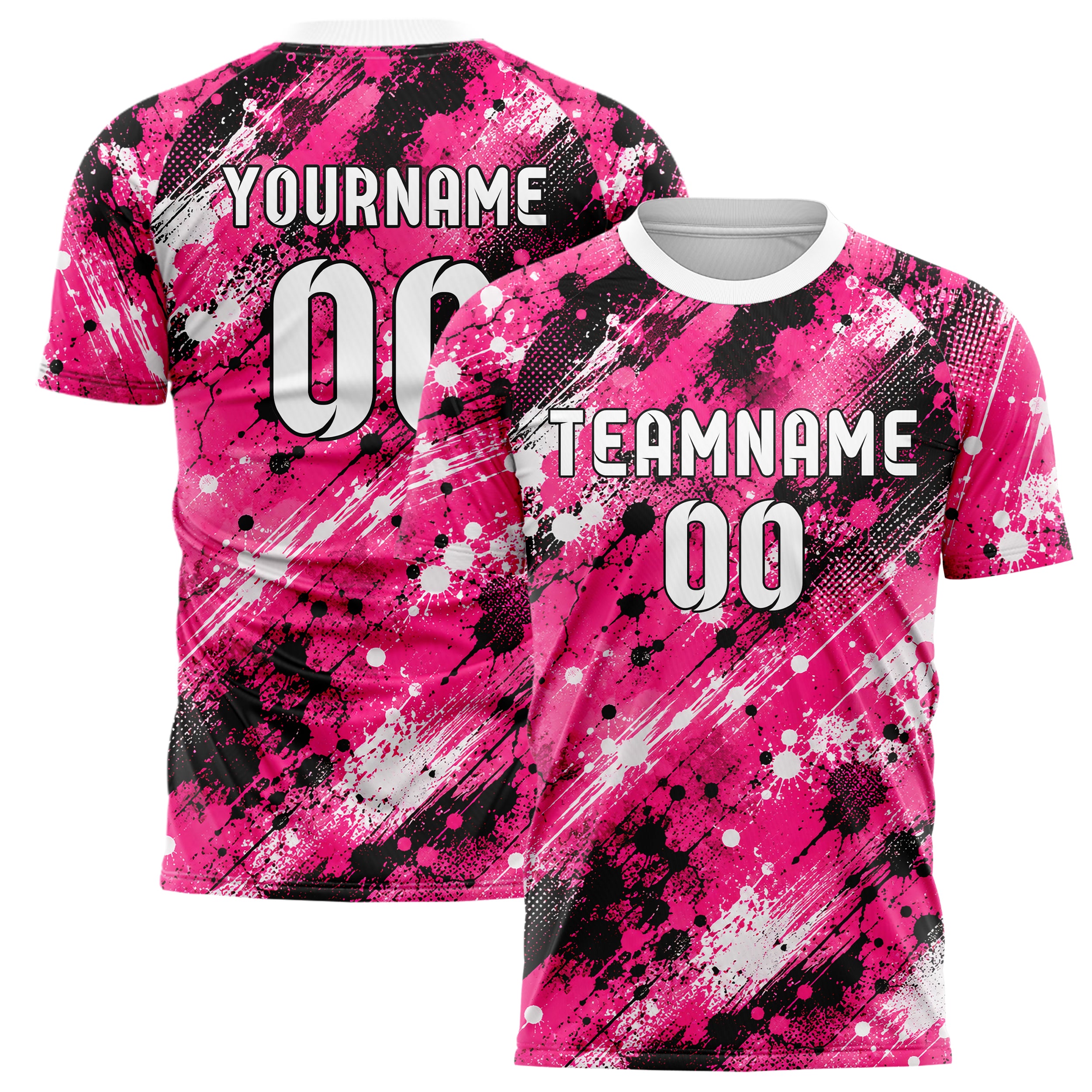 Hot Pink lebendiges Graffiti Spray Splatter Design 03-0016 individuelles Fußballtrikot main