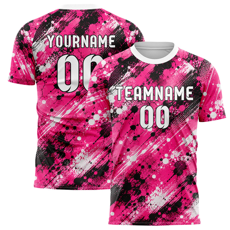 Hot Pink lebendiges Graffiti Spray Splatter Design 03-0016 individuelles Fußballtrikot main