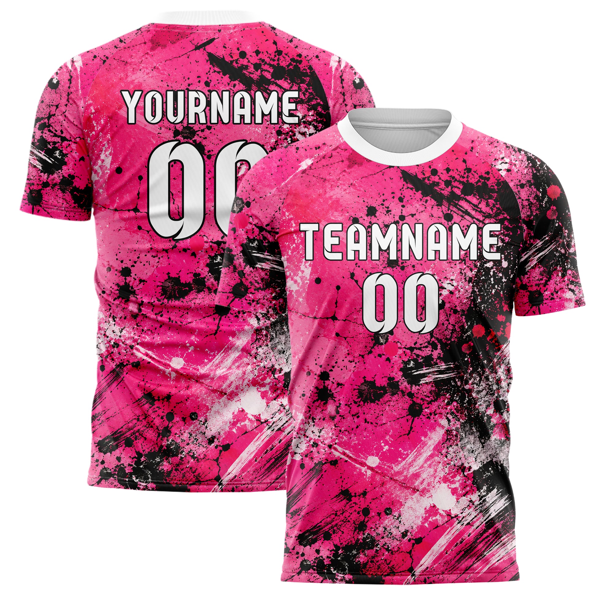 Hot Pink lebendiges Graffiti Spray Splatter Design 03-0160 individuelles Fußballtrikot main
