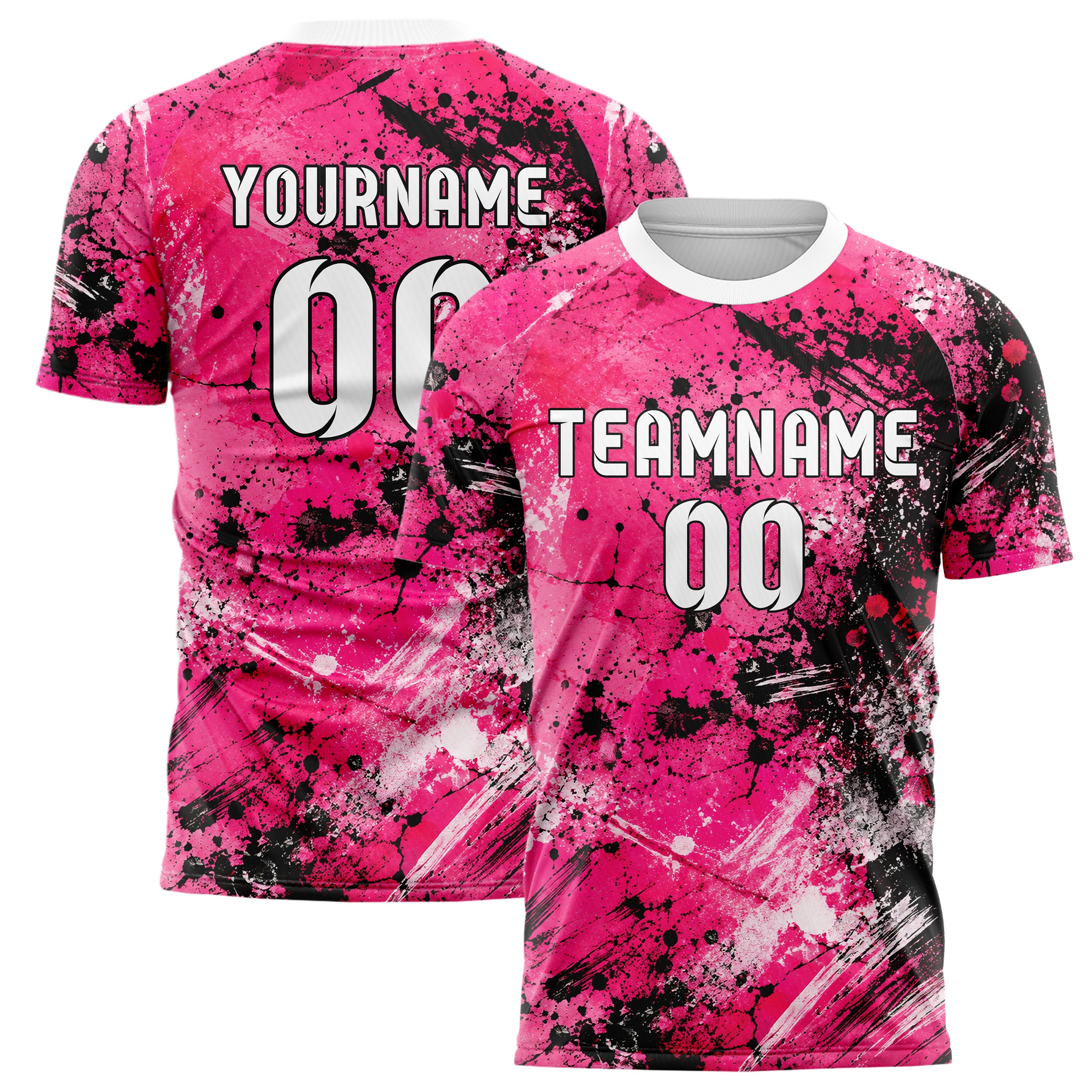 Hot Pink lebendiges Graffiti Spray Splatter Design 03-0160 individuelles Fußballtrikot main