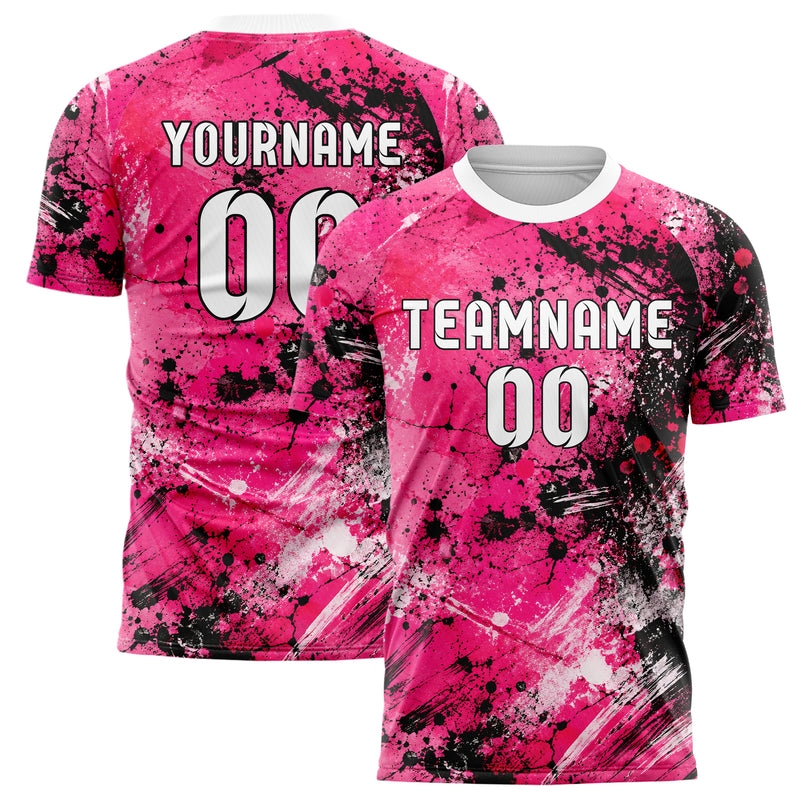 Hot Pink lebendiges Graffiti Spray Splatter Design 03-0160 individuelles Fußballtrikot main