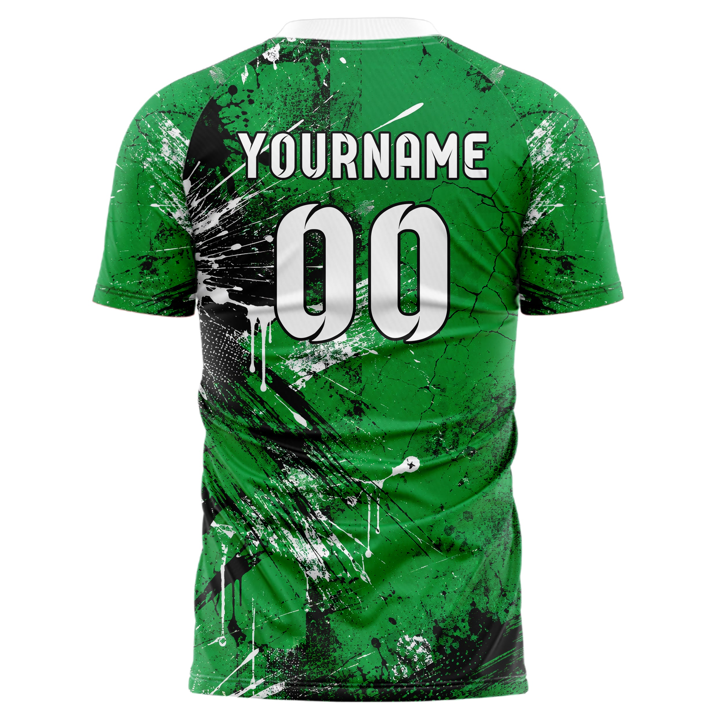 Kellygruen klassisches Graffiti Center Burst Splatter Design 03-0319 individuelles Fußballtrikot back