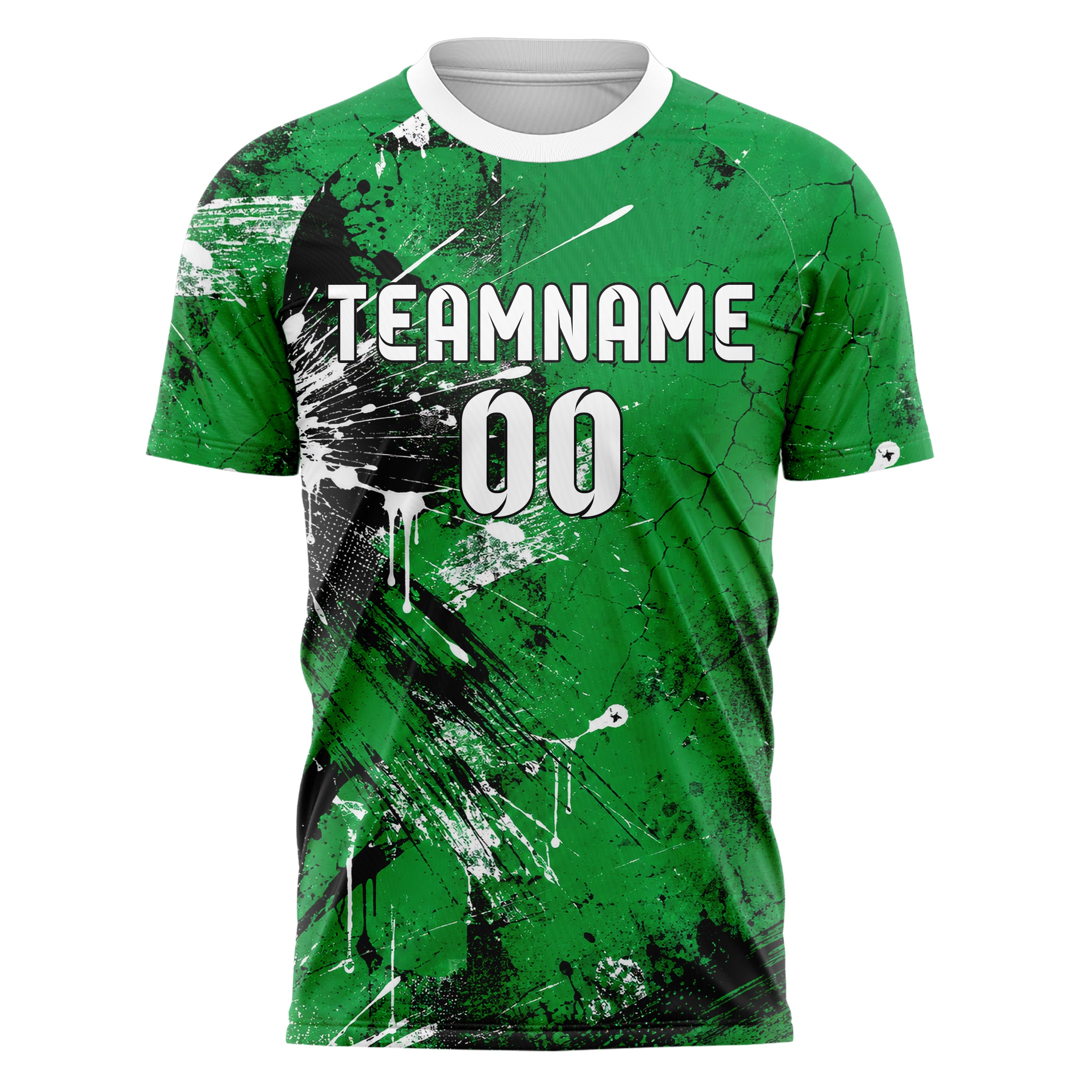 Kellygruen klassisches Graffiti Center Burst Splatter Design 03-0319 individuelles Fußballtrikot front