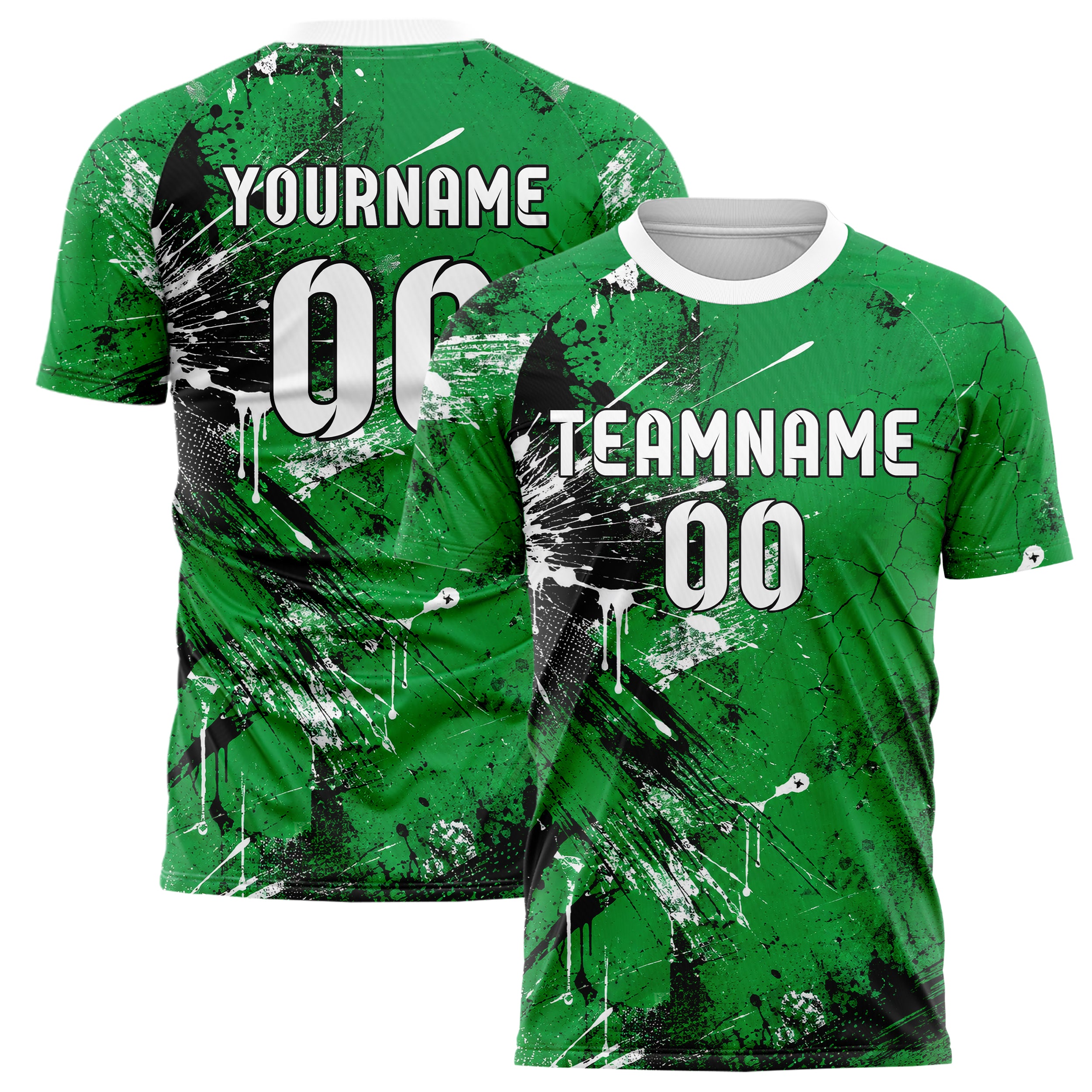 Kellygruen klassisches Graffiti Center Burst Splatter Design 03-0319 individuelles Fußballtrikot main