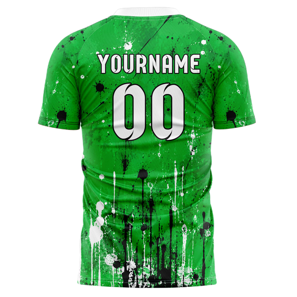 Kellygruen klassisches Graffiti Drip Paint Design 03-0364 individuelles Fußballtrikot back