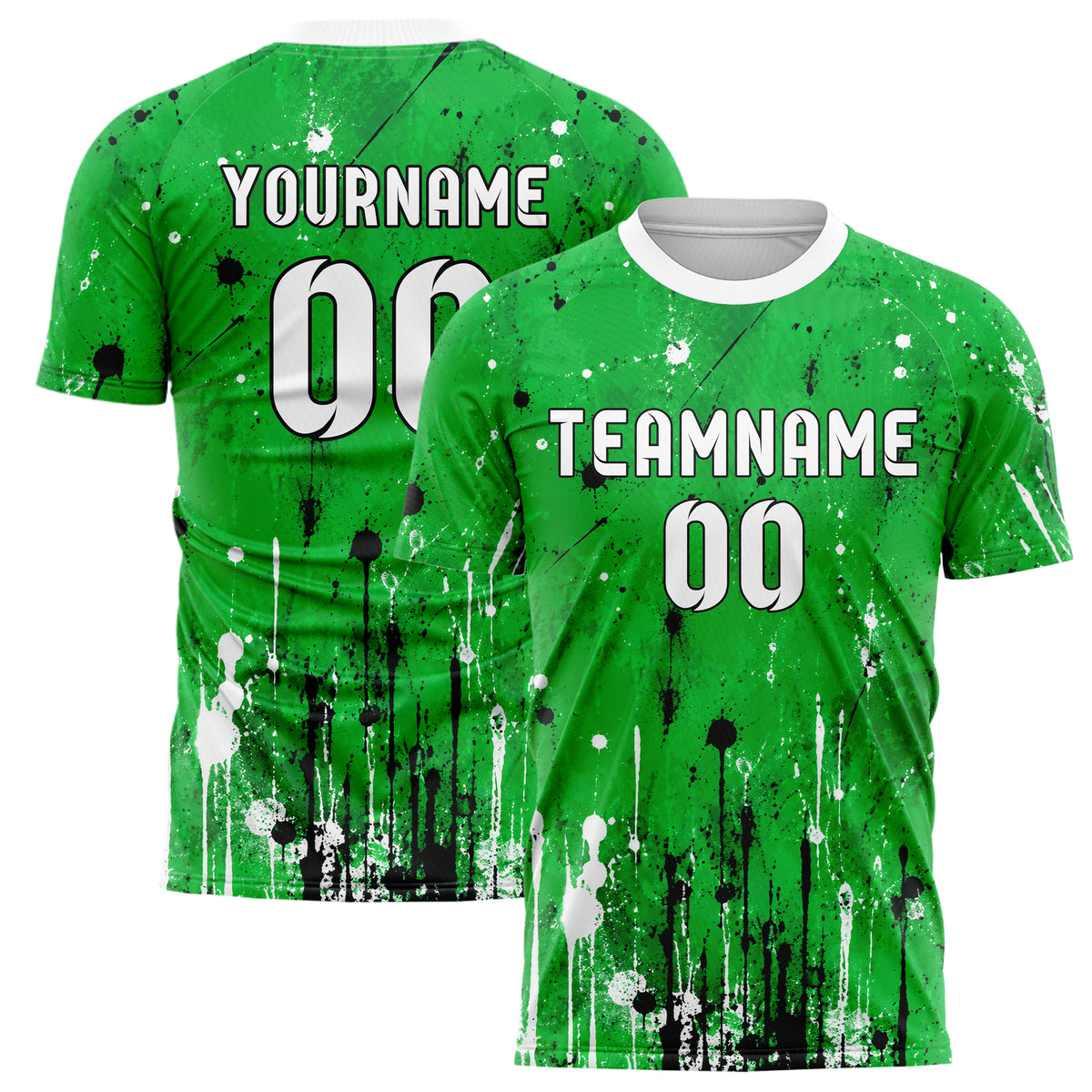 Kellygruen klassisches Graffiti Drip Paint Design 03-0364 individuelles Fußballtrikot main