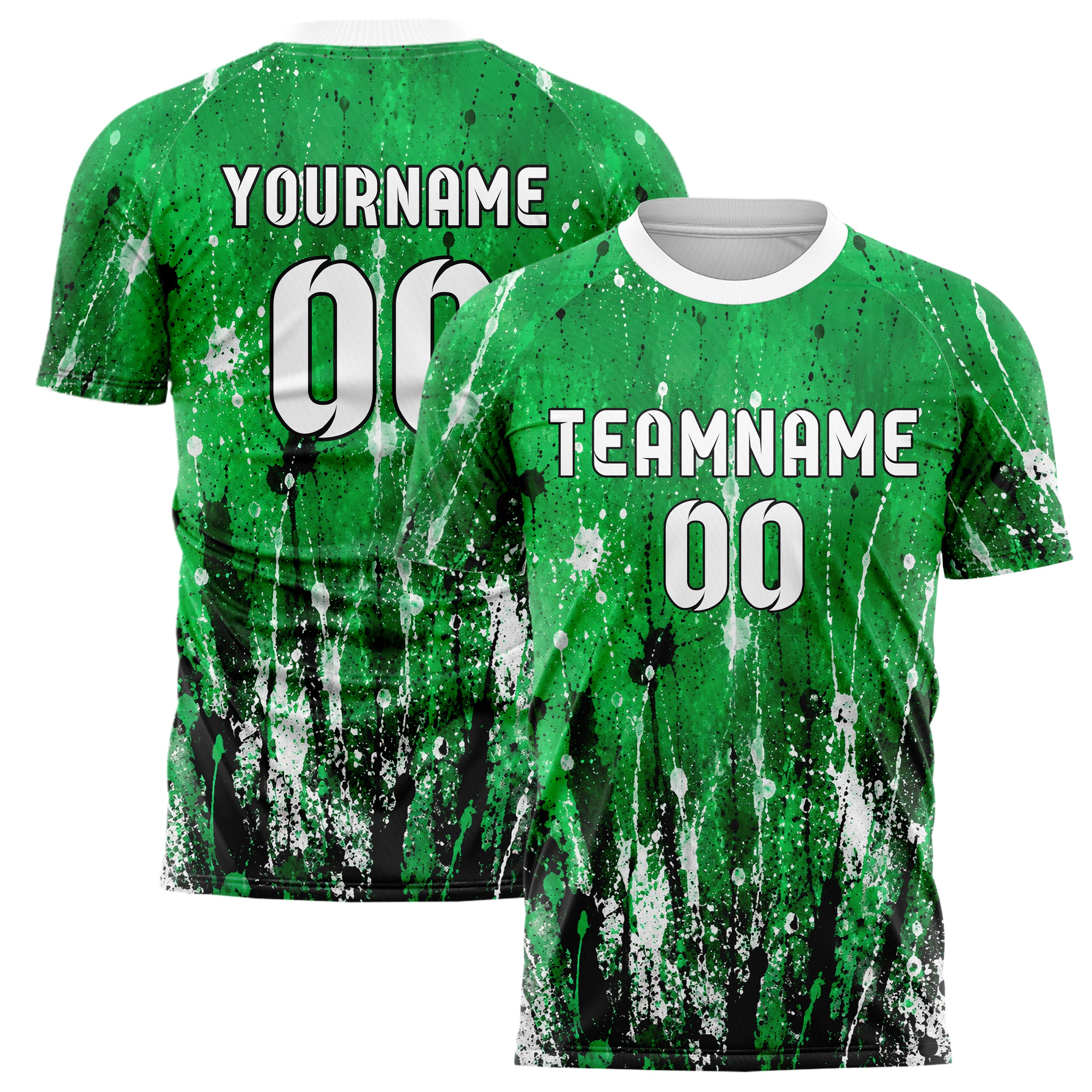 Kellygruen klassisches Graffiti Ink Splash Design 03-0301 individuelles Fußballtrikot main