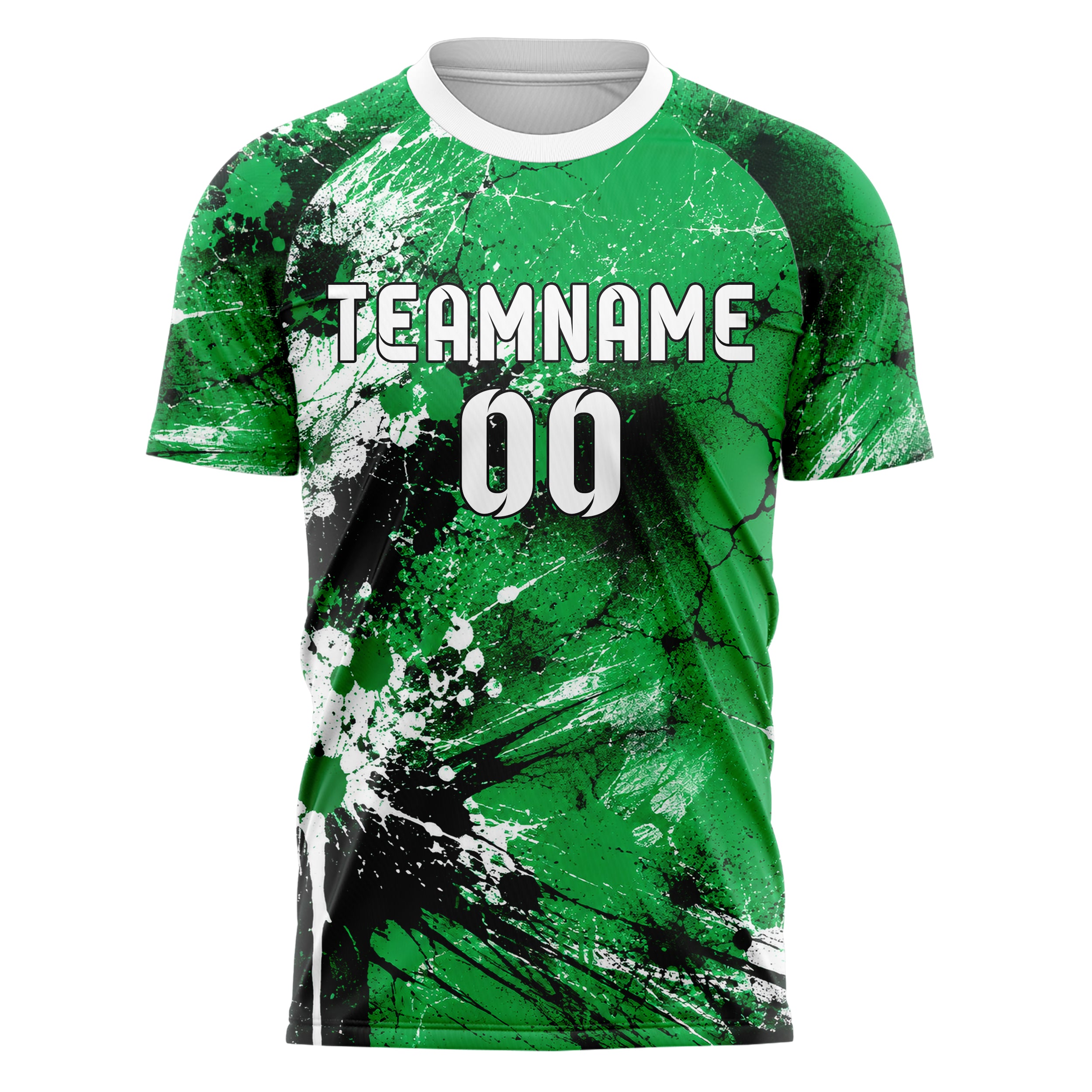 Kellygruen klassisches Graffiti Spray Splatter Design 03-0256 individuelles Fußballtrikot front