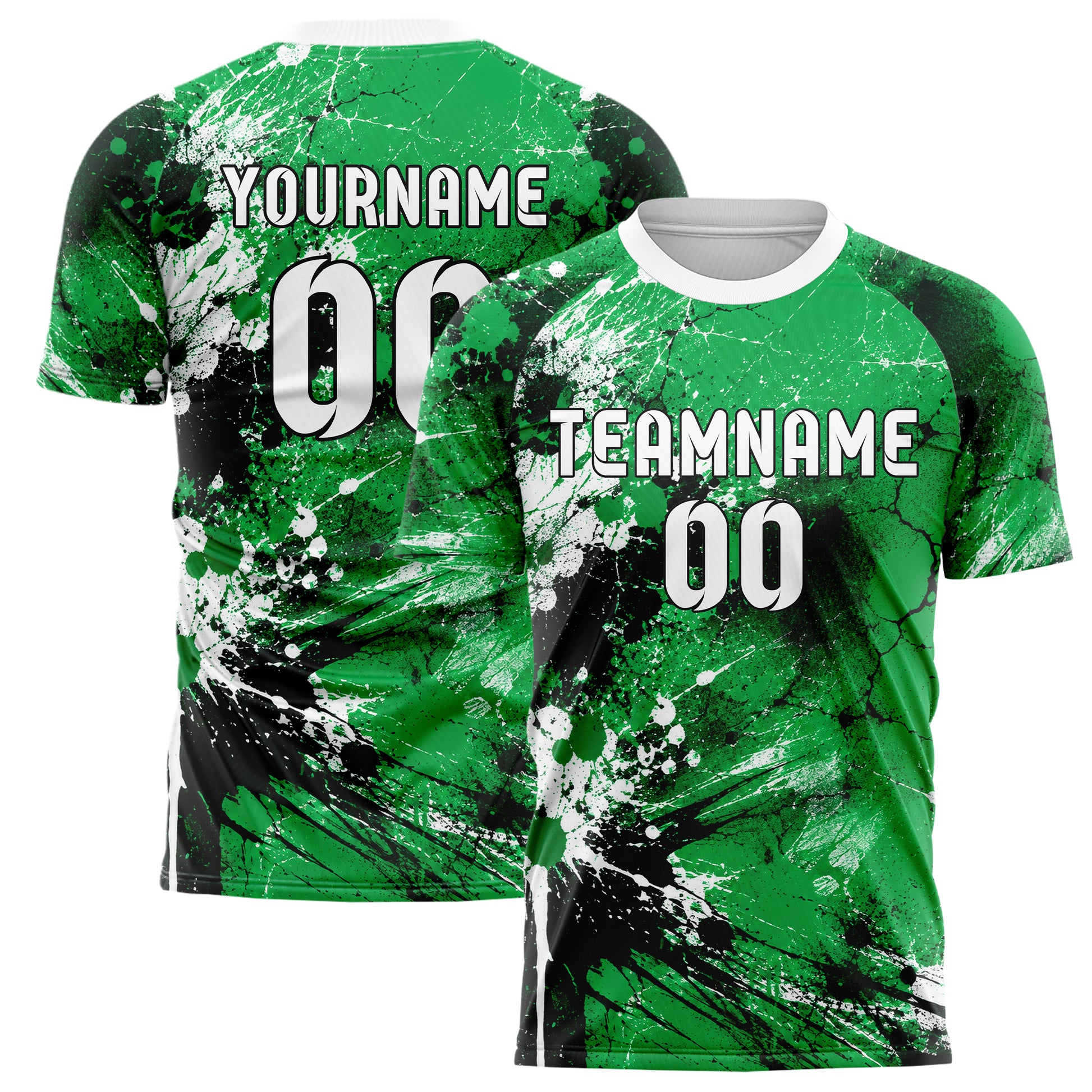 Kellygruen klassisches Graffiti Spray Splatter Design 03-0256 individuelles Fußballtrikot main