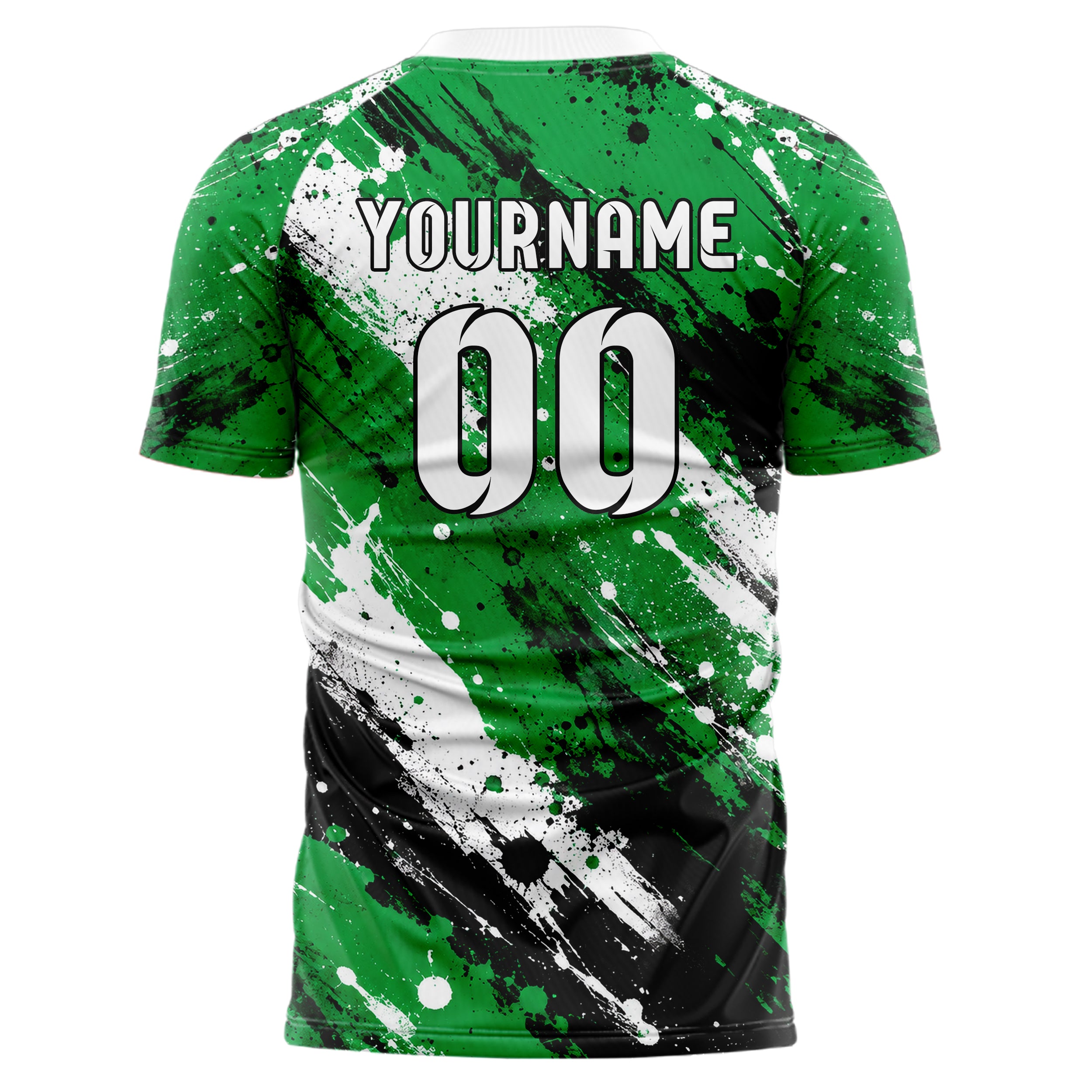 Kellygruen klassisches Graffiti Spray Splatter Design 03-0352 individuelles Fußballtrikot back