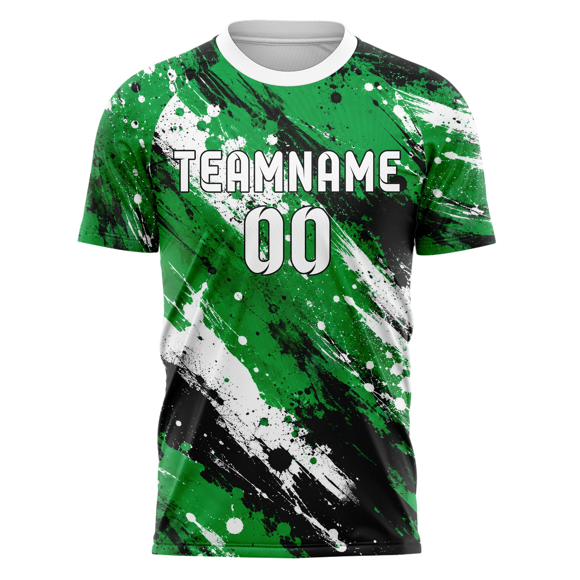 Kellygruen klassisches Graffiti Spray Splatter Design 03-0352 individuelles Fußballtrikot front