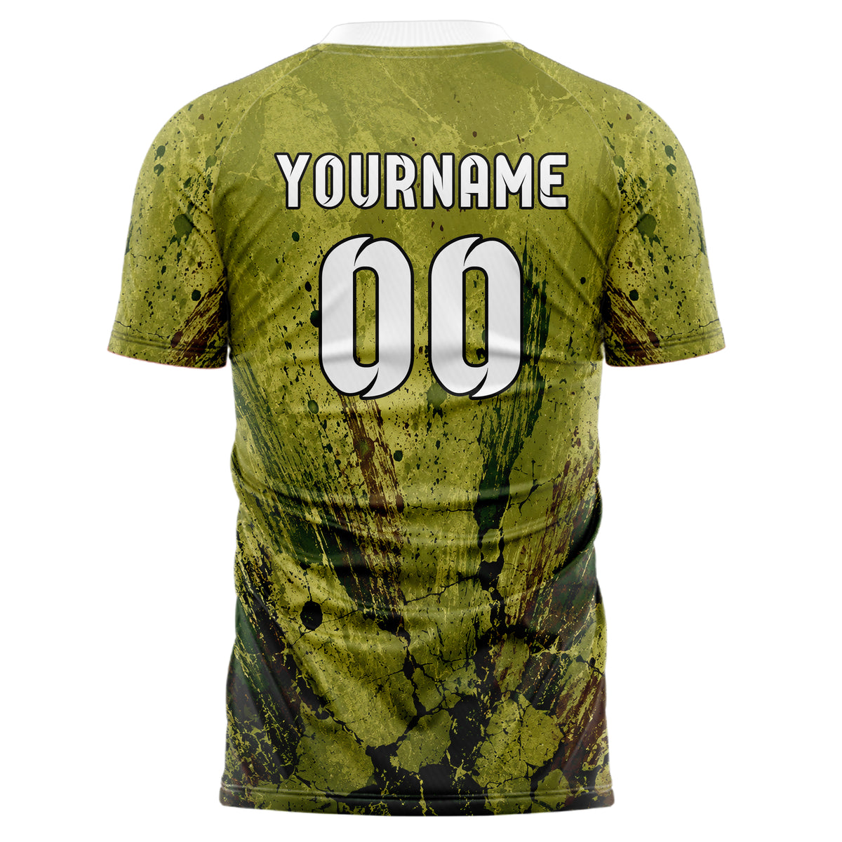 Olivgruen erdiges Graffiti Cracked Texture Design 03-0314 individuelles Fußballtrikot back