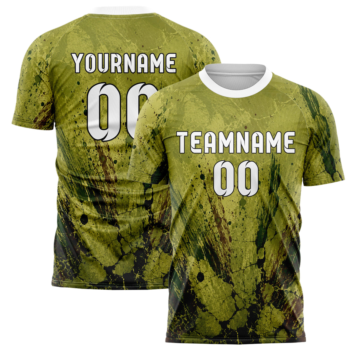 Olivgruen erdiges Graffiti Cracked Texture Design 03-0314 individuelles Fußballtrikot main