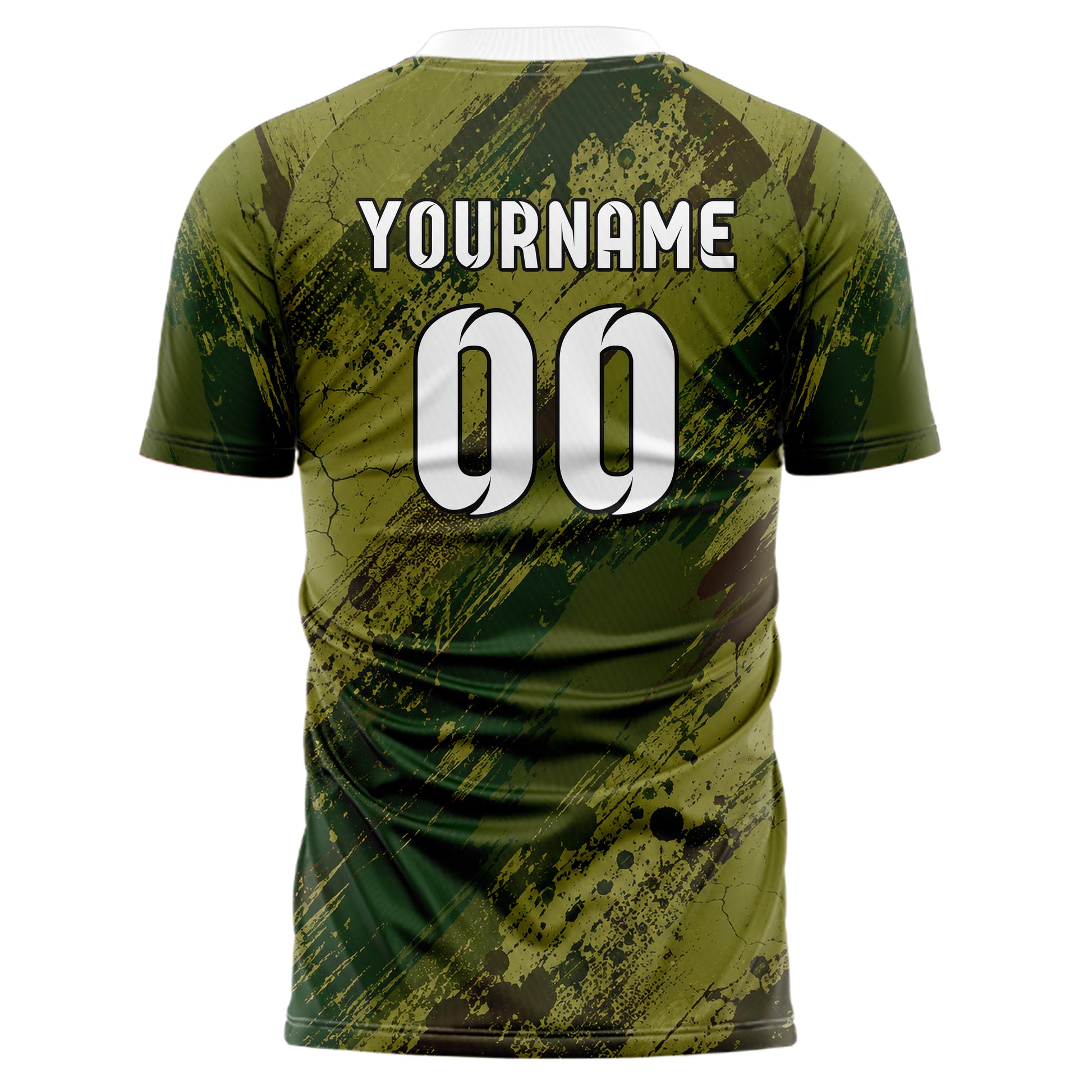 Olivgruen erdiges Graffiti diagonal Paint Flow Design 03-0203 individuelles Fußballtrikot back
