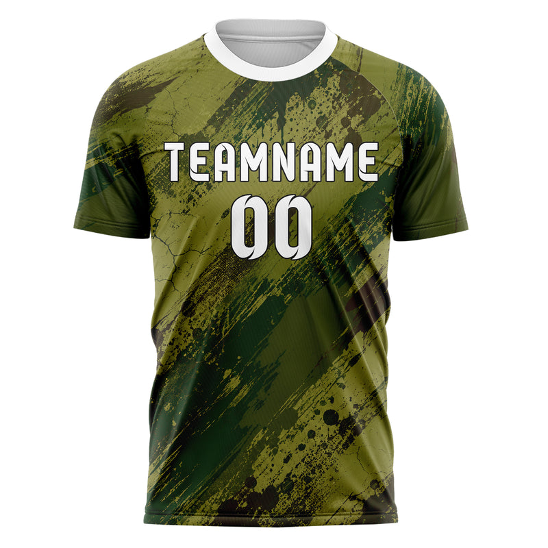 Olivgruen erdiges Graffiti diagonal Paint Flow Design 03-0203 individuelles Fußballtrikot front
