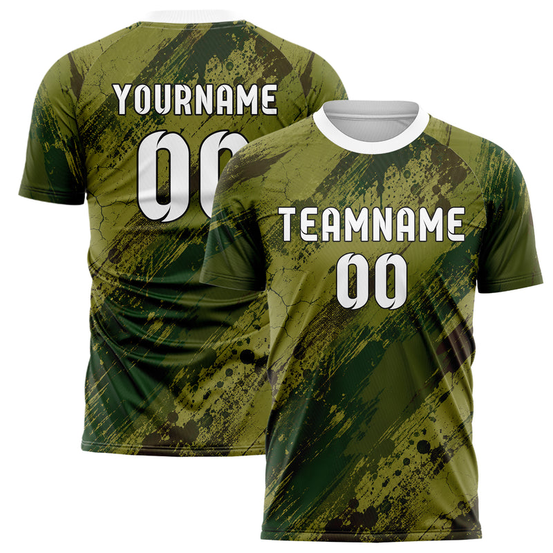 Olivgruen erdiges Graffiti diagonal Paint Flow Design 03-0203 individuelles Fußballtrikot main