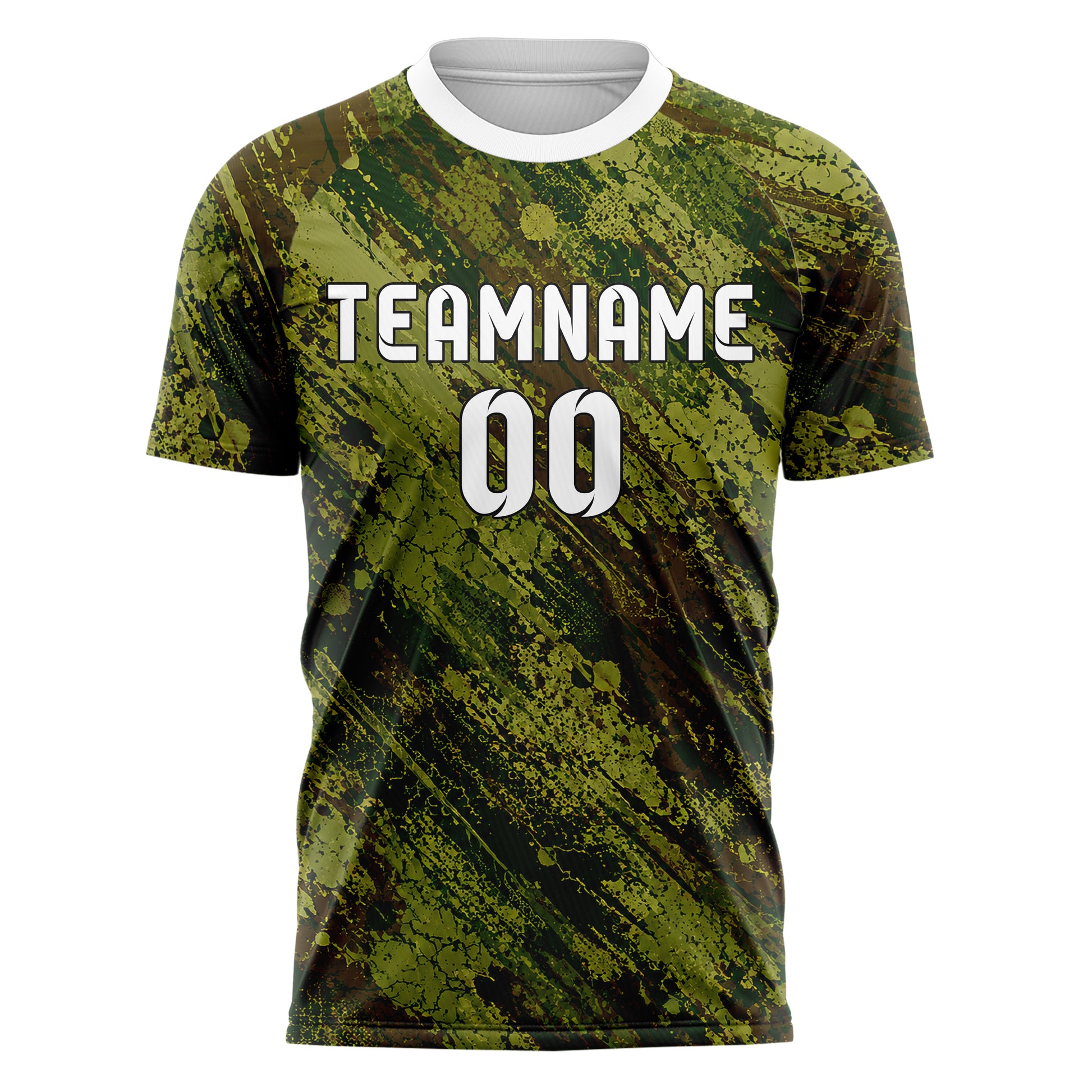 Olivgruen erdiges Graffiti Drip Paint Design 03-0020 individuelles Fußballtrikot front