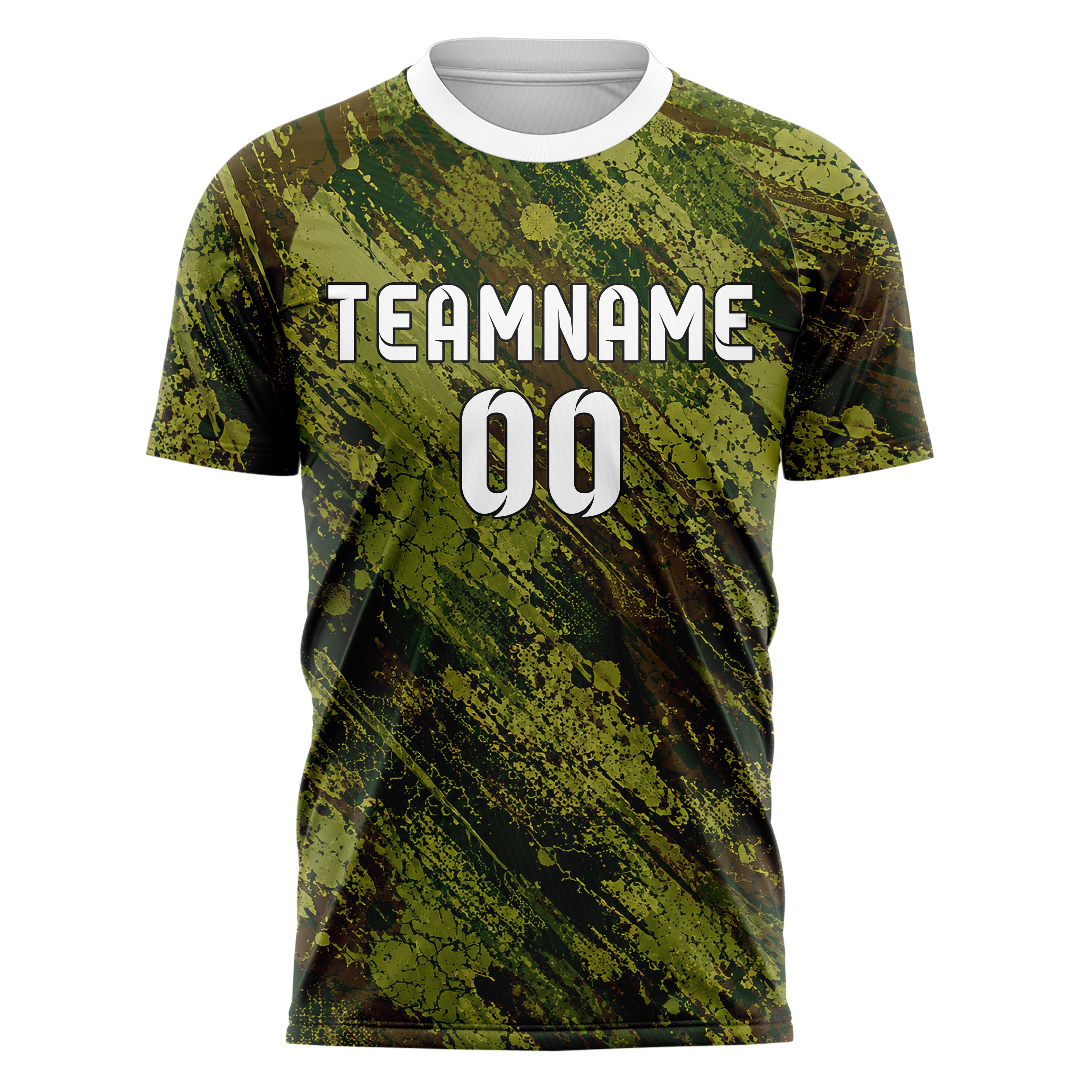 Olivgruen erdiges Graffiti Drip Paint Design 03-0020 individuelles Fußballtrikot front