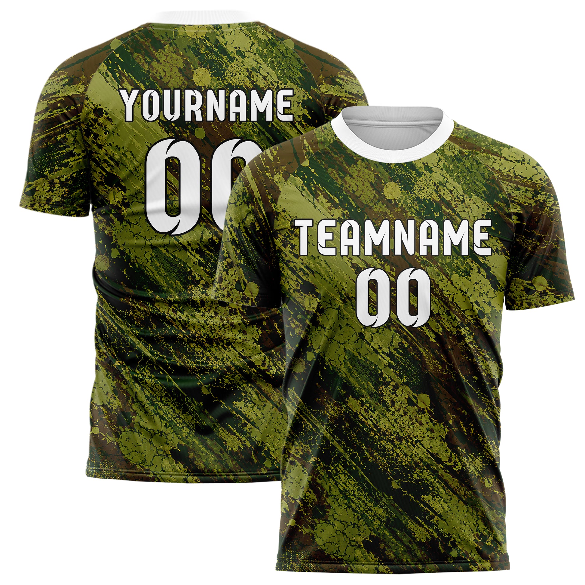 Olivgruen erdiges Graffiti Drip Paint Design 03-0020 individuelles Fußballtrikot main