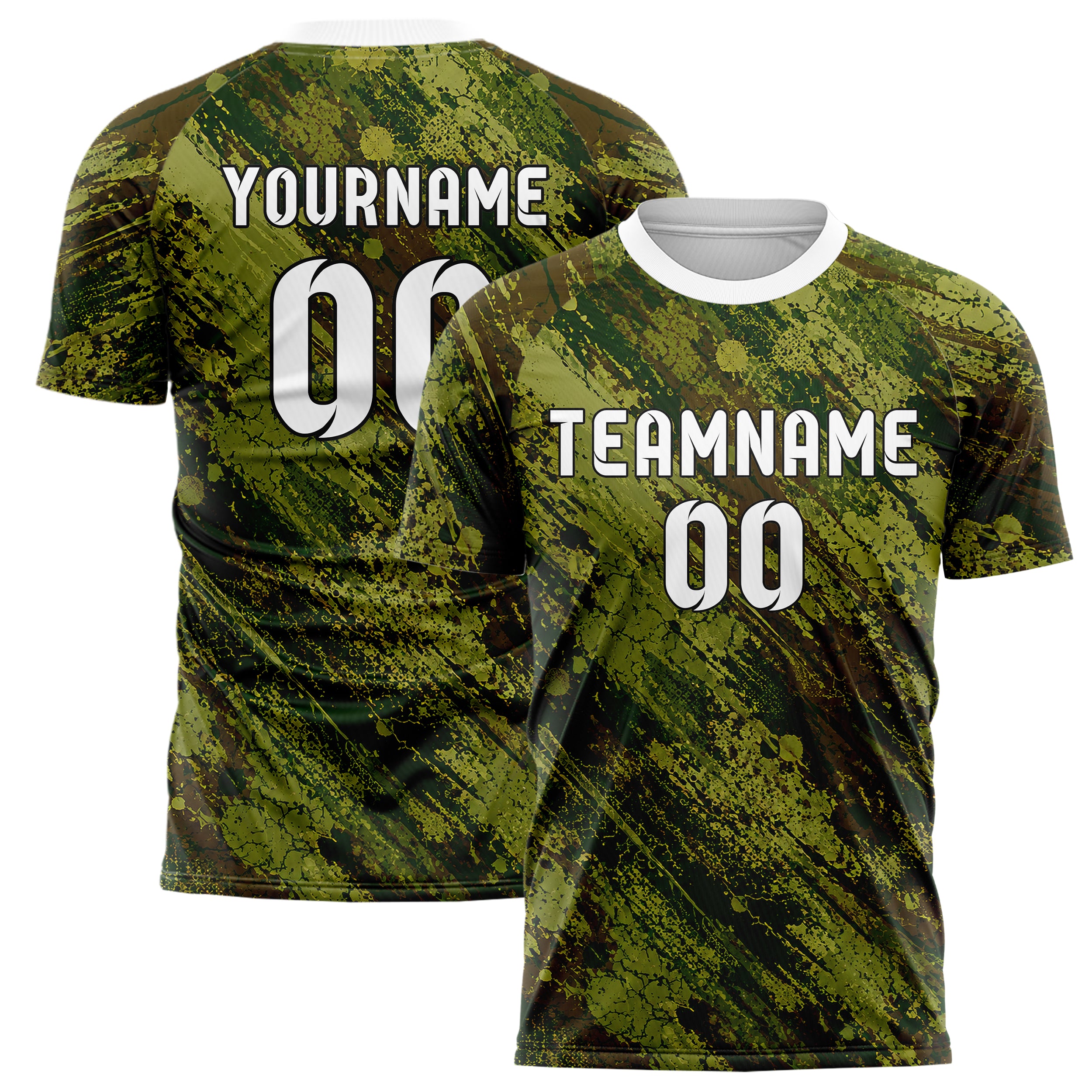 Olivgruen erdiges Graffiti Drip Paint Design 03-0020 individuelles Fußballtrikot main