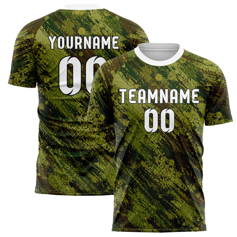 Olivgruen erdiges Graffiti Drip Paint Design 03-0020 individuelles Fußballtrikot main