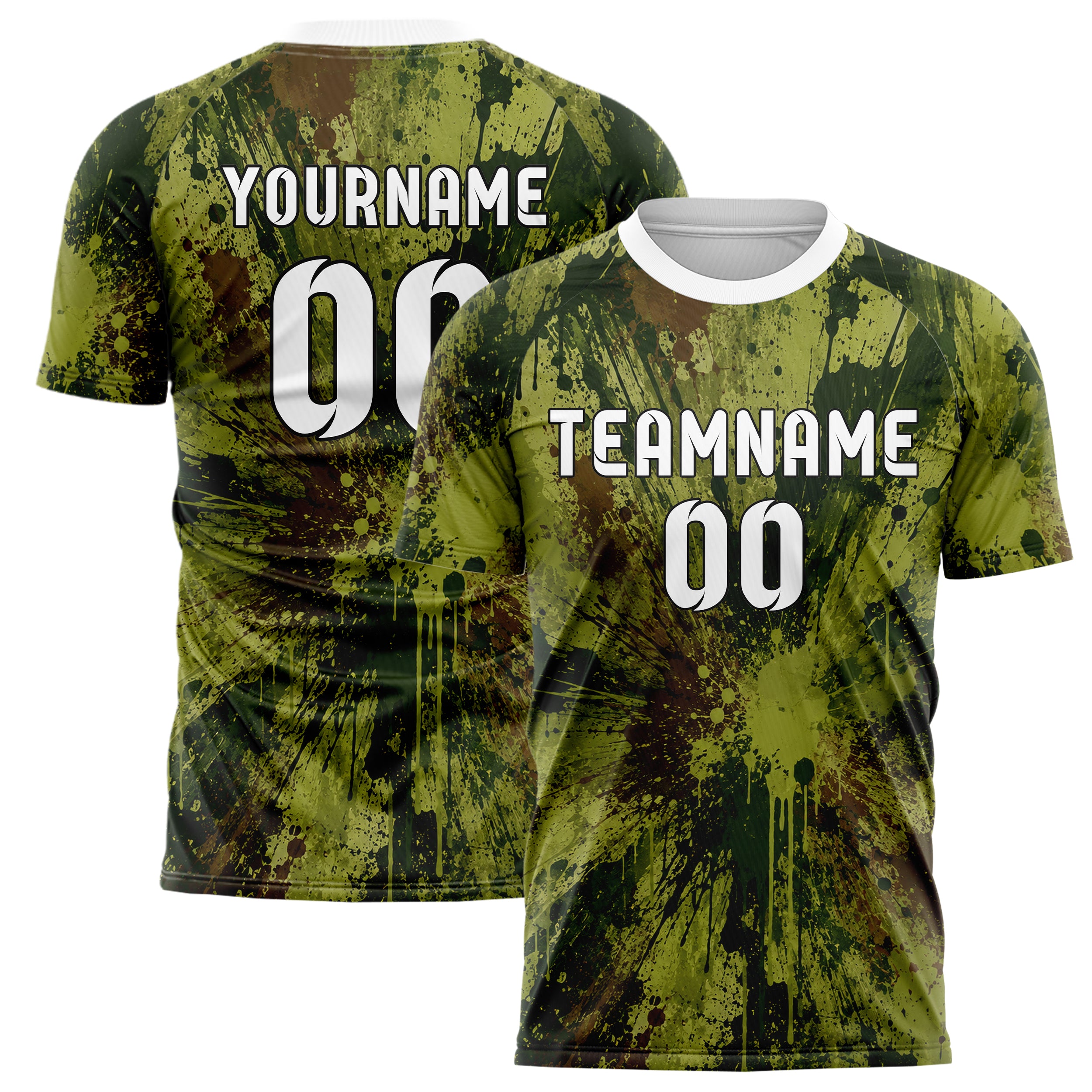 Olivgruen erdiges Graffiti Drip Paint Design 03-0044 individuelles Fußballtrikot main