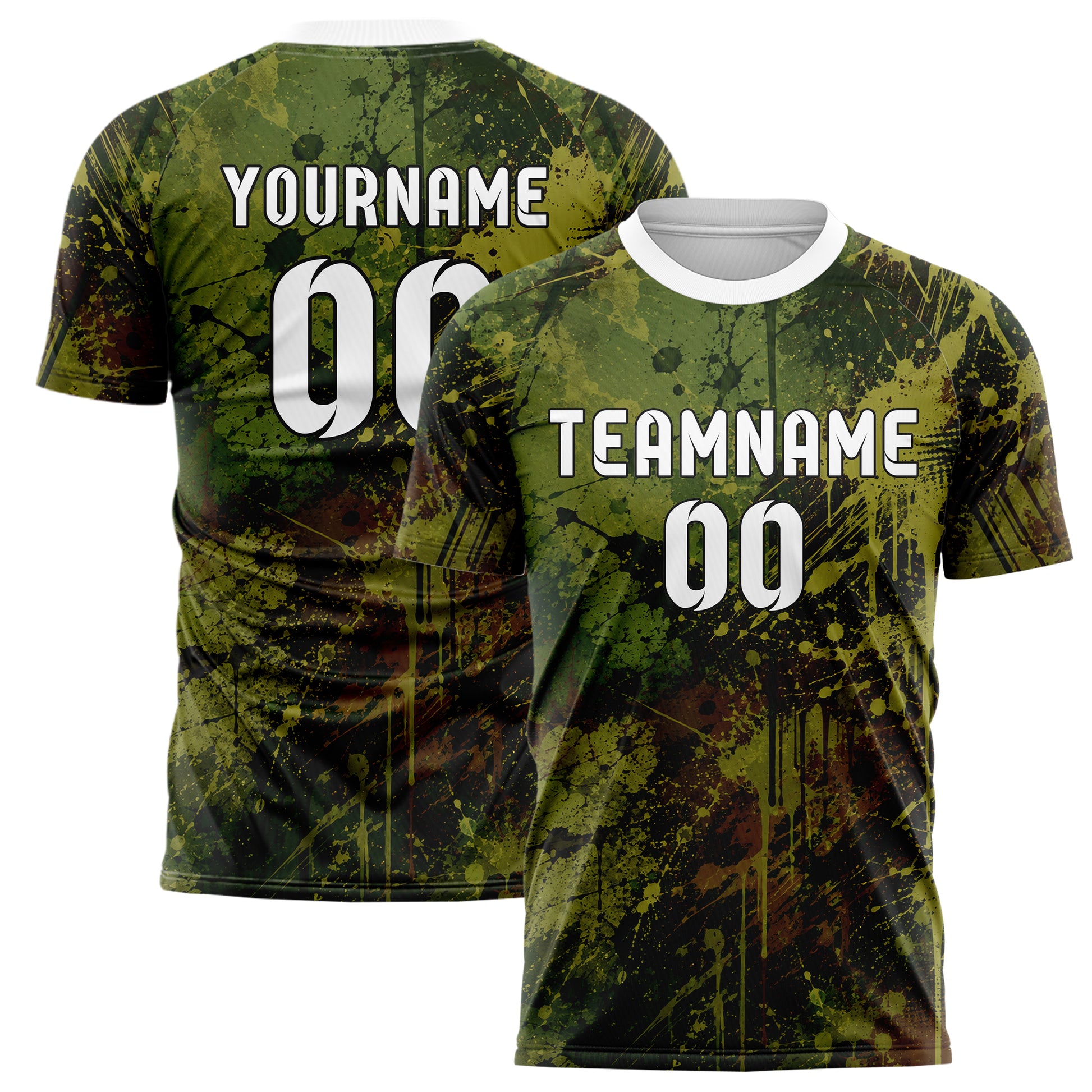 Olivgruen erdiges Graffiti Drip Paint Design 03-0332 individuelles Fußballtrikot main