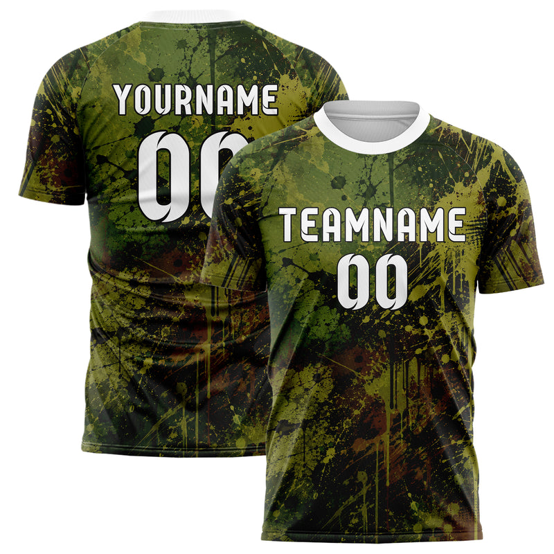 Olivgruen erdiges Graffiti Drip Paint Design 03-0332 individuelles Fußballtrikot main