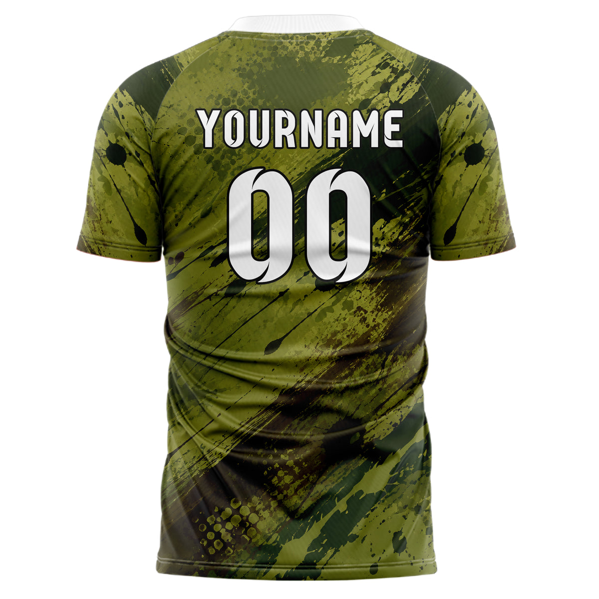 Olivgruen erdiges Graffiti Ink Splash Design 03-0245 individuelles Fußballtrikot back