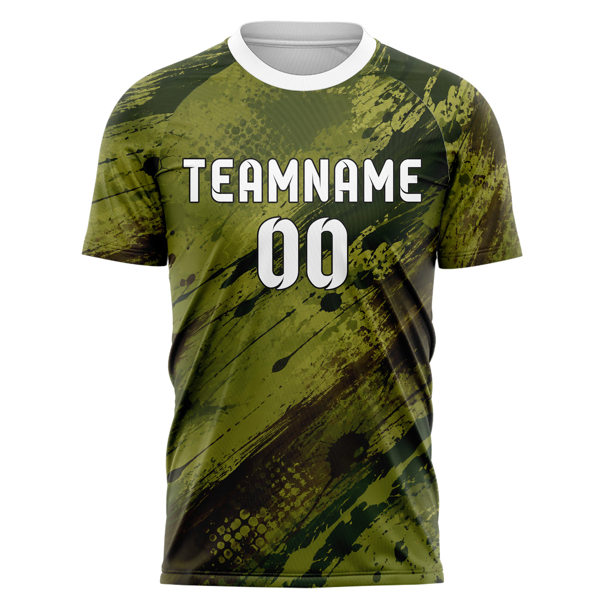 Olivgruen erdiges Graffiti Ink Splash Design 03-0245 individuelles Fußballtrikot front