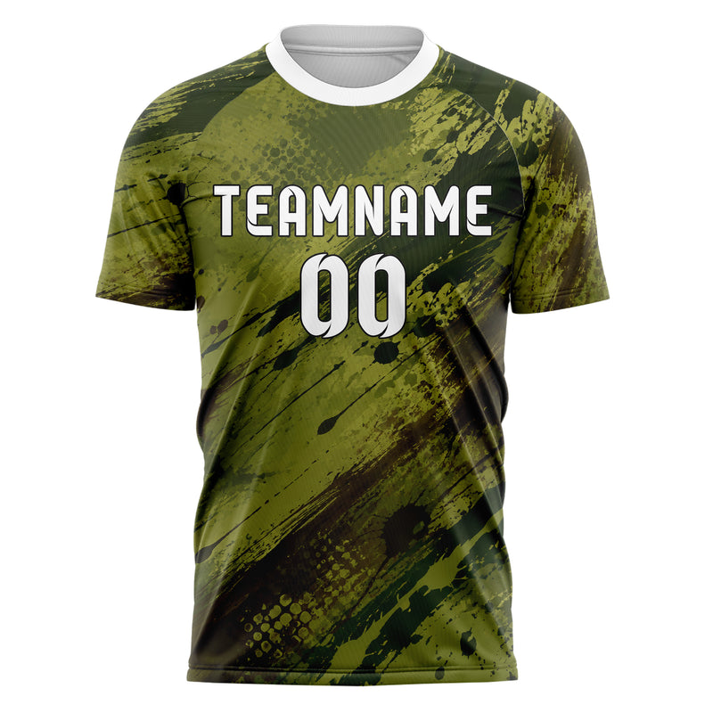 Olivgruen erdiges Graffiti Ink Splash Design 03-0245 individuelles Fußballtrikot front
