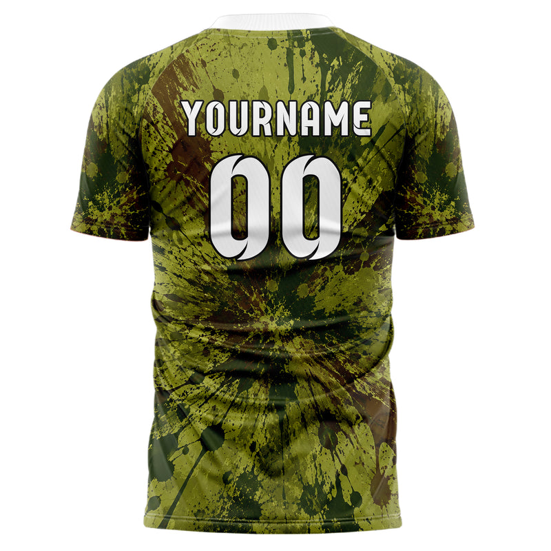 Olivgruen erdiges Graffiti Ink Splash Design 03-0317 individuelles Fußballtrikot back