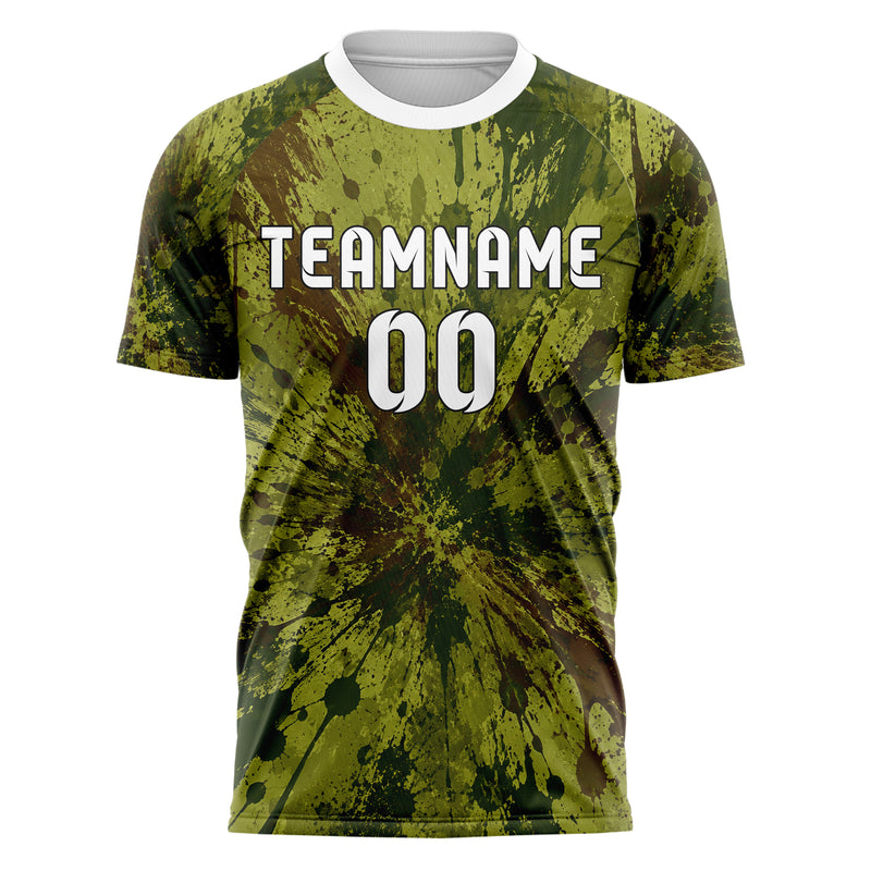 Olivgruen erdiges Graffiti Ink Splash Design 03-0317 individuelles Fußballtrikot front
