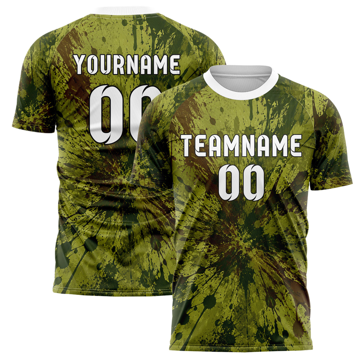 Olivgruen erdiges Graffiti Ink Splash Design 03-0317 individuelles Fußballtrikot main