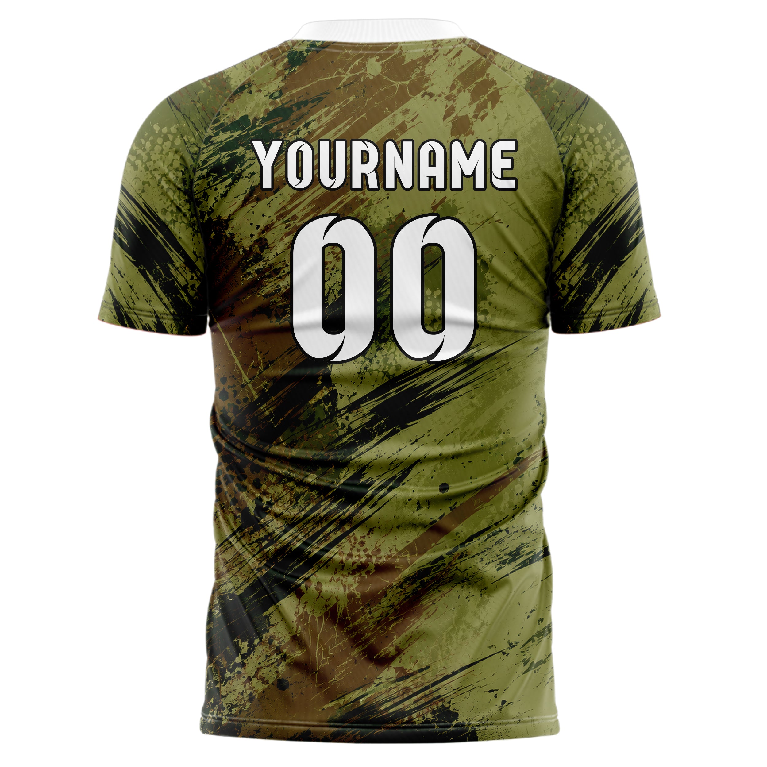 Olivgruen erdiges Graffiti Scratch Marks Design 03-0110 individuelles Fußballtrikot back