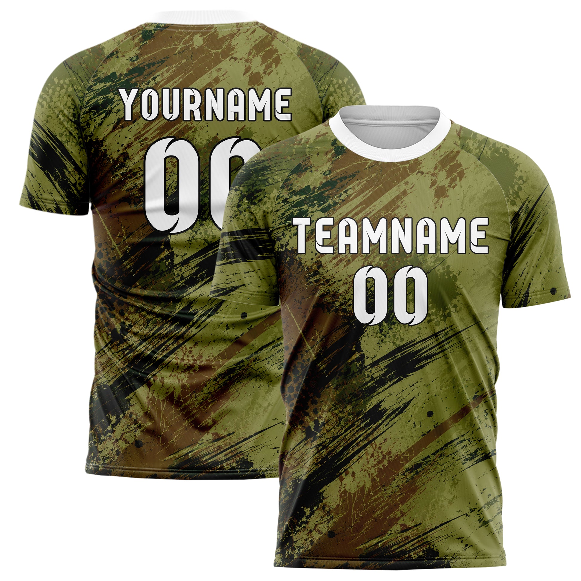Olivgruen erdiges Graffiti Scratch Marks Design 03-0110 individuelles Fußballtrikot main