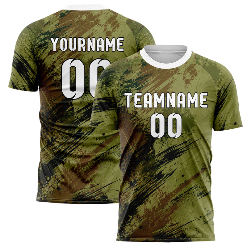 Olivgruen erdiges Graffiti Scratch Marks Design 03-0110 individuelles Fußballtrikot main