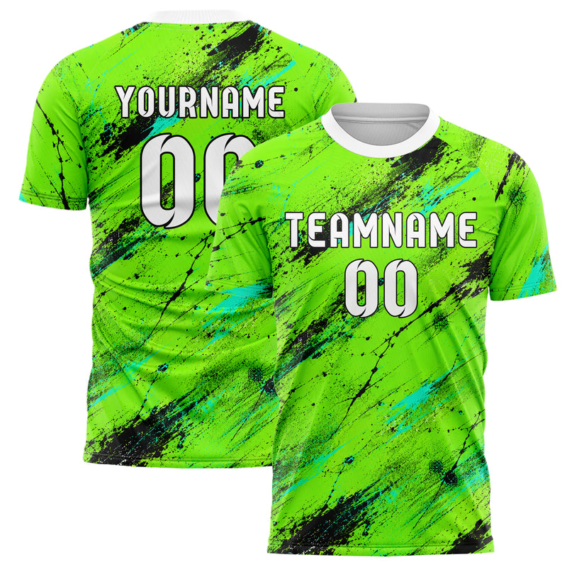 Neongruen lebendiges Graffiti diagonal Paint Flow Design 03-0147 individuelles Fußballtrikot main