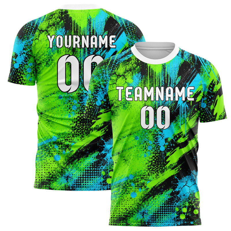 Neongruen lebendiges Graffiti Grunge Smear Design 03-0033 individuelles Fußballtrikot main