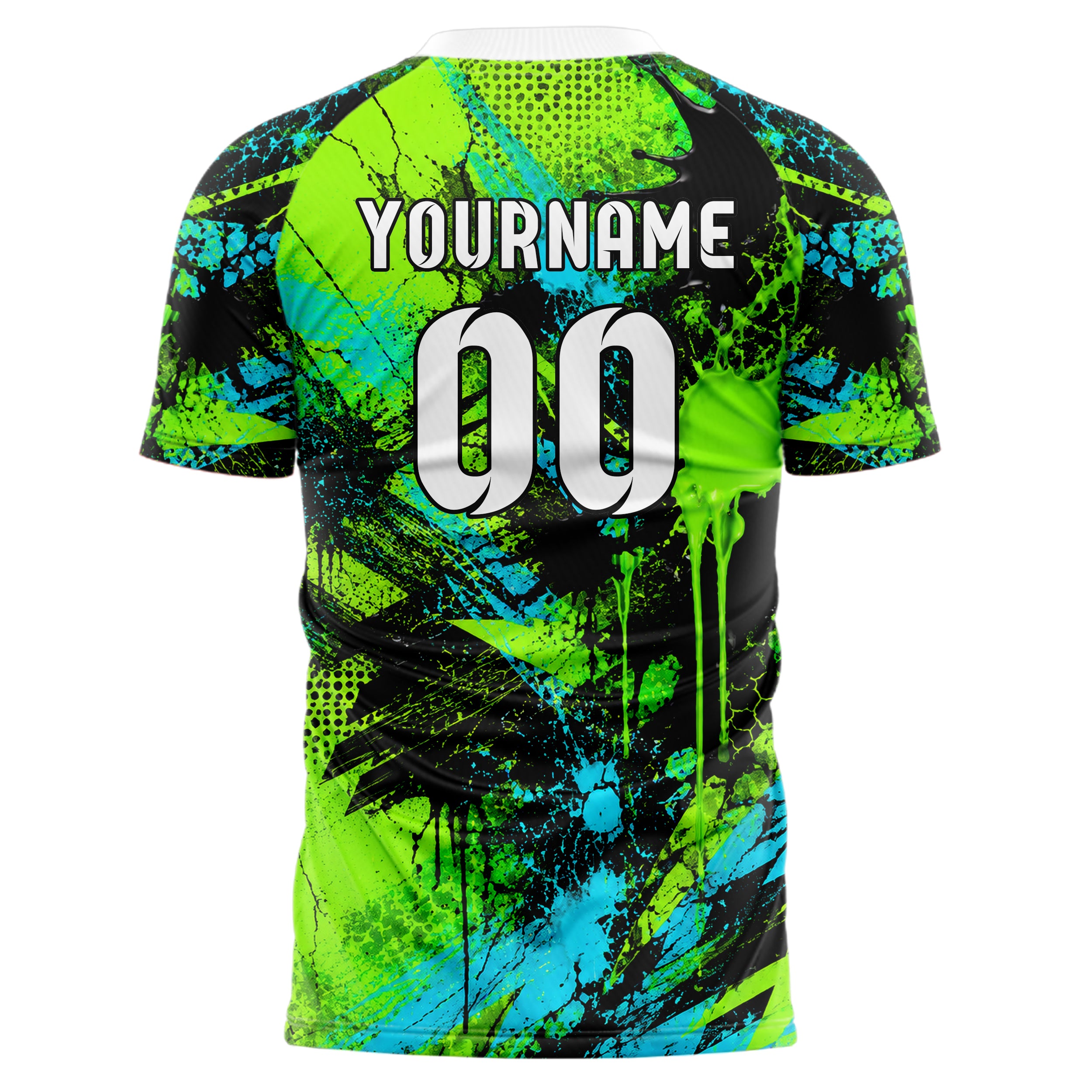 Neongruen lebendiges Graffiti Ink Splash Design 03-0117 individuelles Fußballtrikot back