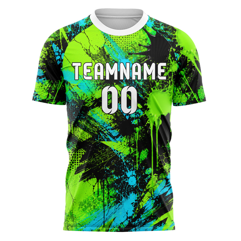Neongruen lebendiges Graffiti Ink Splash Design 03-0117 individuelles Fußballtrikot front
