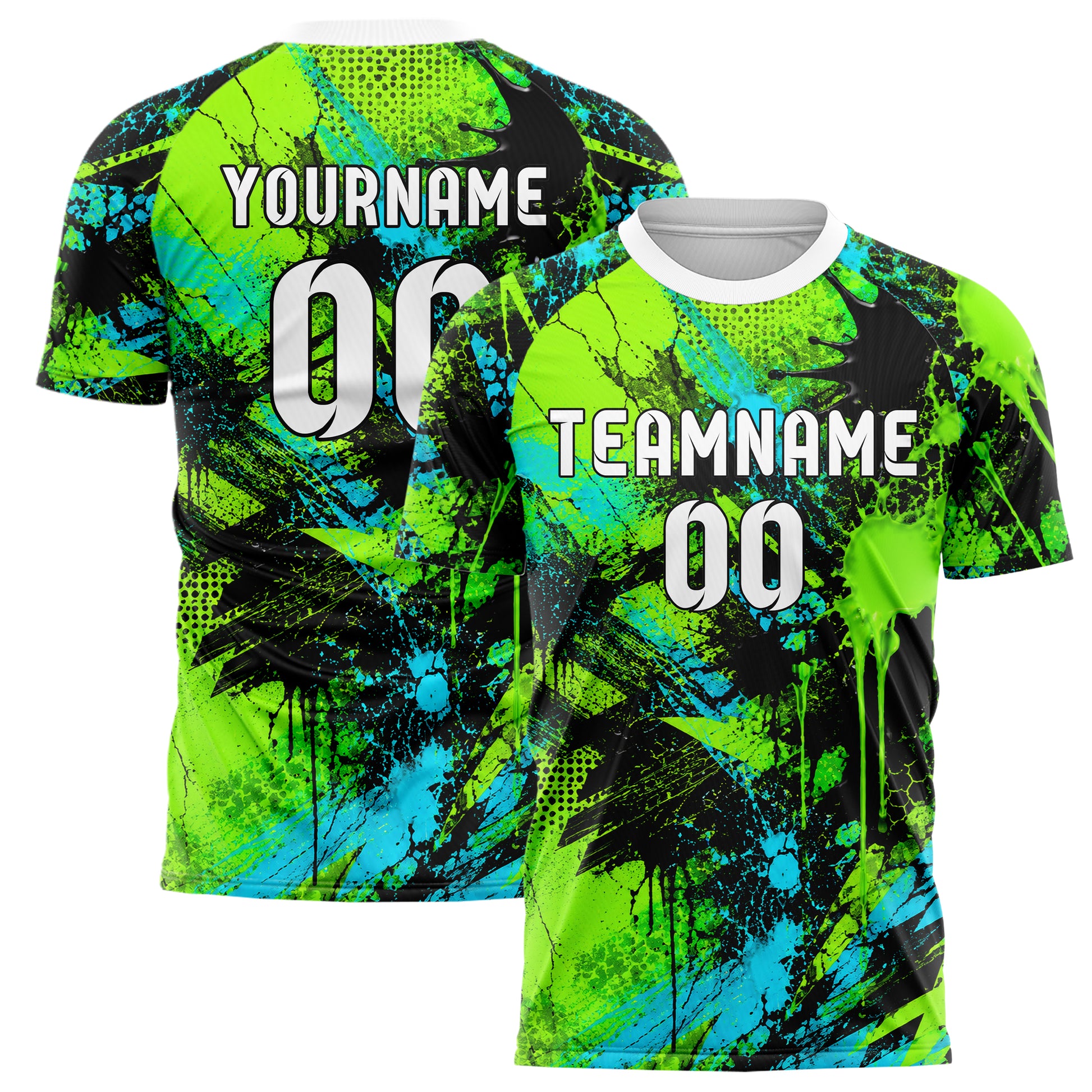 Neongruen lebendiges Graffiti Ink Splash Design 03-0117 individuelles Fußballtrikot main