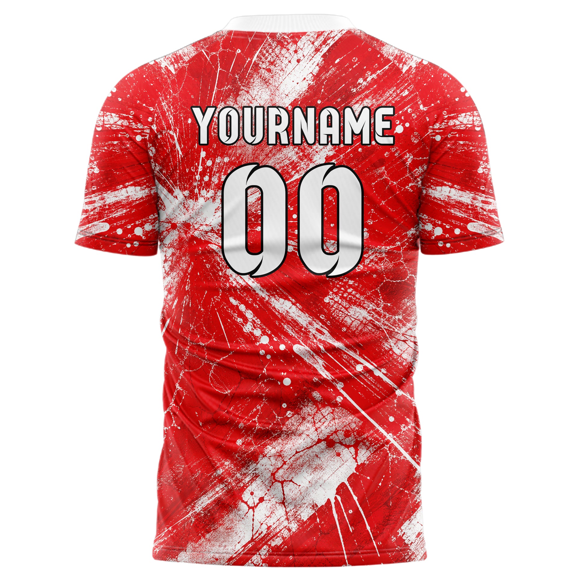 Rot klassisches Graffiti Center Burst Splatter Design 03-0007 individuelles Fußballtrikot back